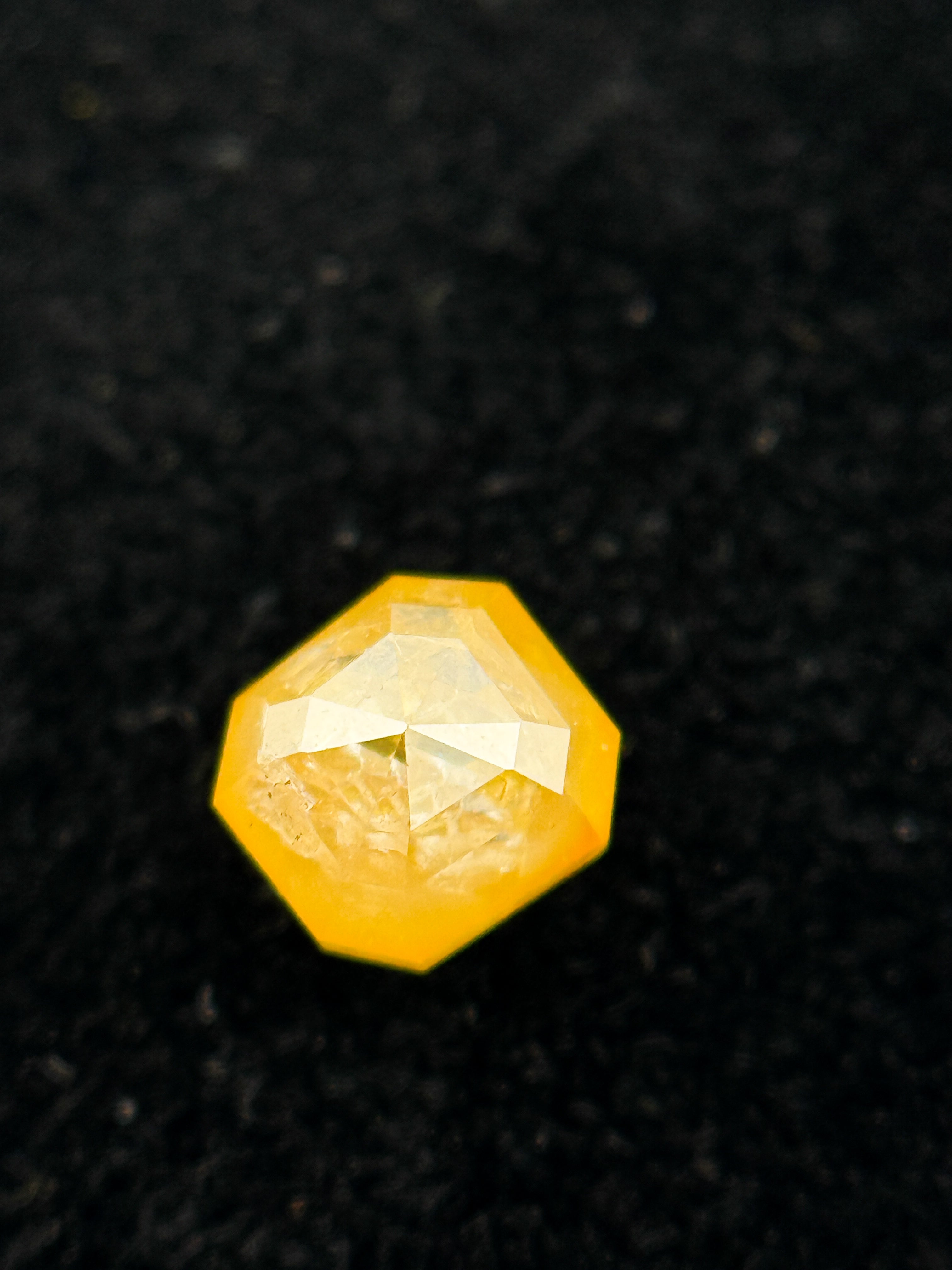 0.51 Ct Emerald Rose Cut Yellow Natural Salt and Pepper Diamond