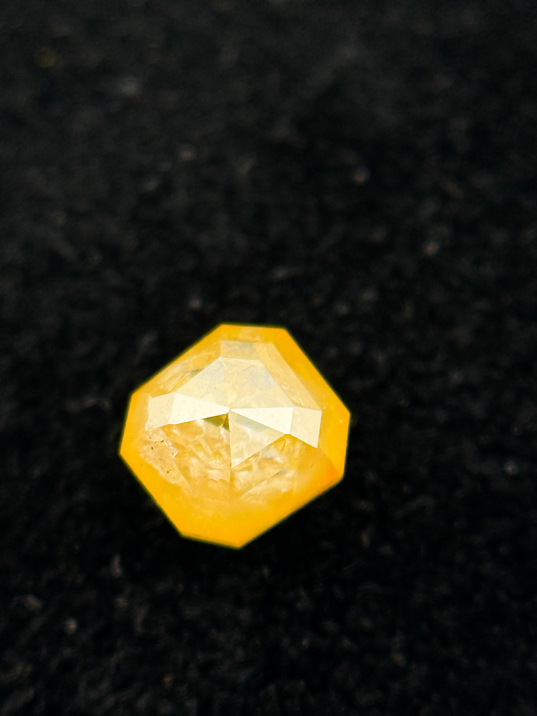 0.51 Ct Emerald Rose Cut Yellow Natural Salt and Pepper Diamond