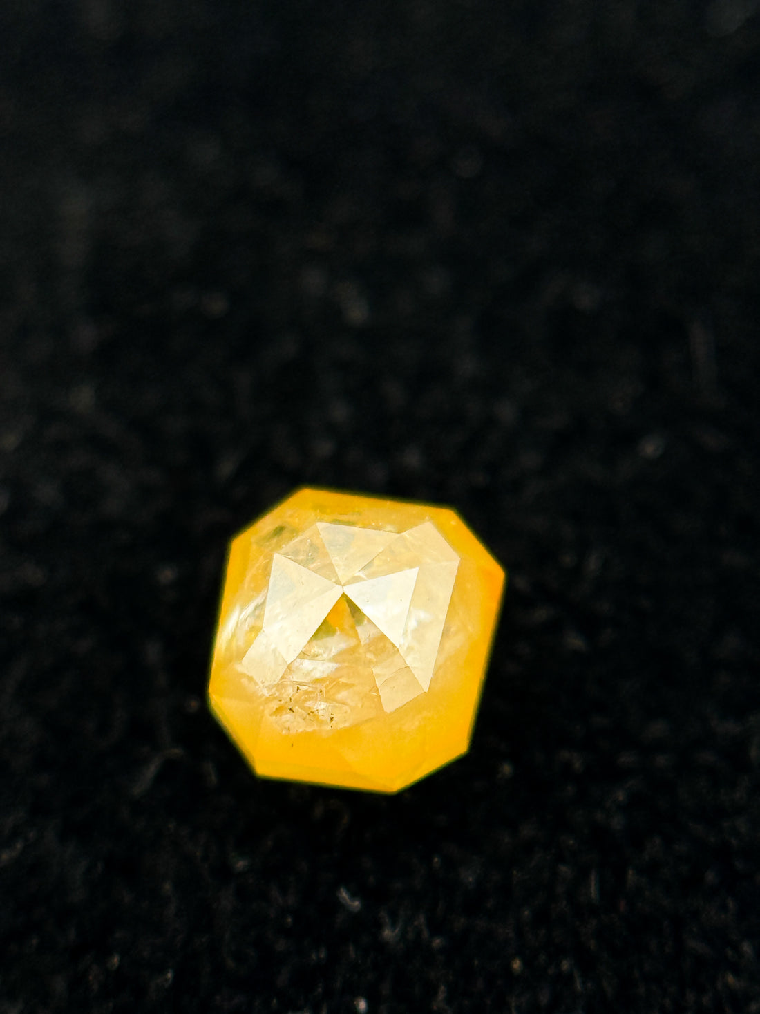 0.51 Ct Emerald Rose Cut Yellow Natural Salt and Pepper Diamond