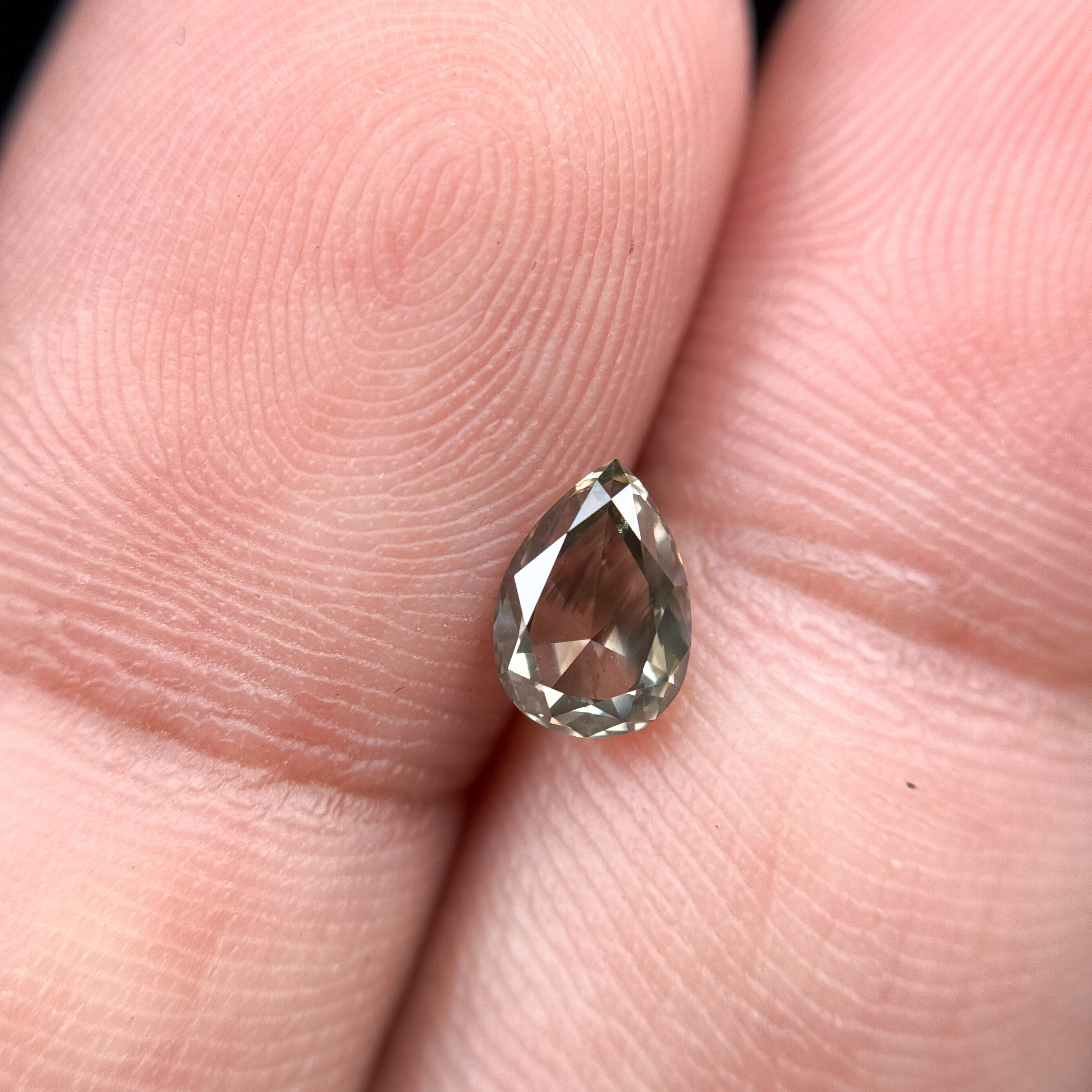 0.83 Ct Pear Rose Cut Grey Natural Salt and Pepper Diamond