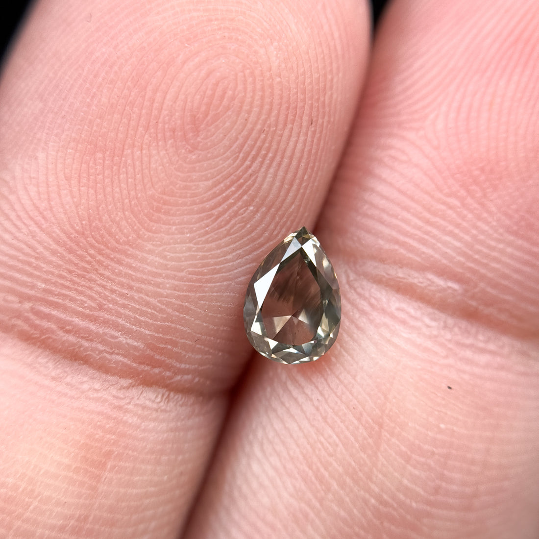 0.83 Ct Pear Rose Cut Grey Natural Salt and Pepper Diamond