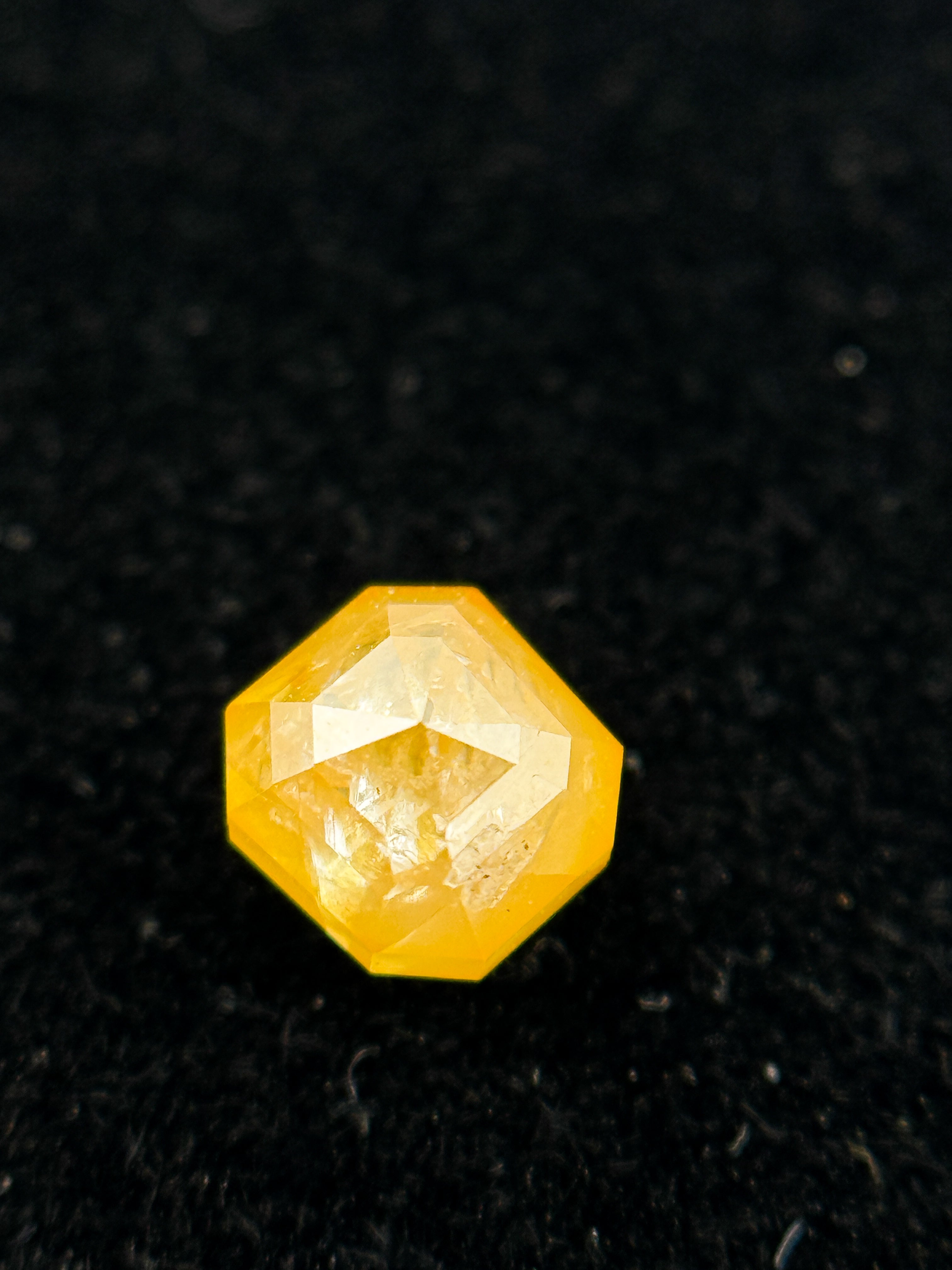 0.51 Ct Emerald Rose Cut Yellow Natural Salt and Pepper Diamond