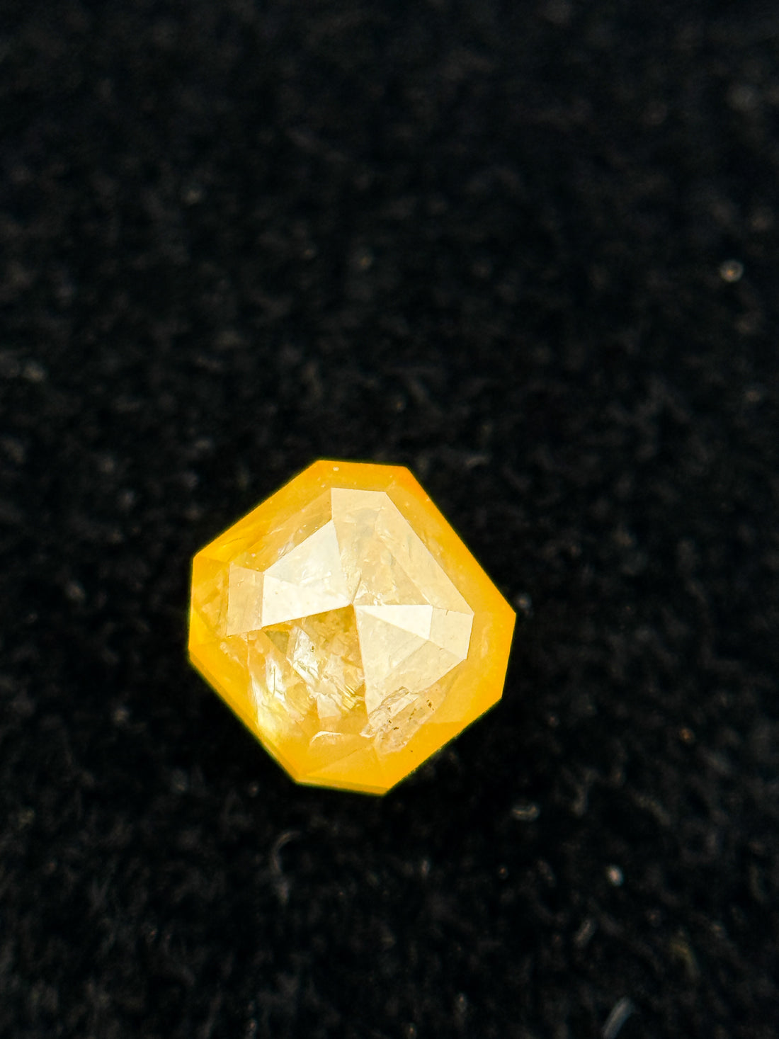0.51 Ct Emerald Rose Cut Yellow Natural Salt and Pepper Diamond