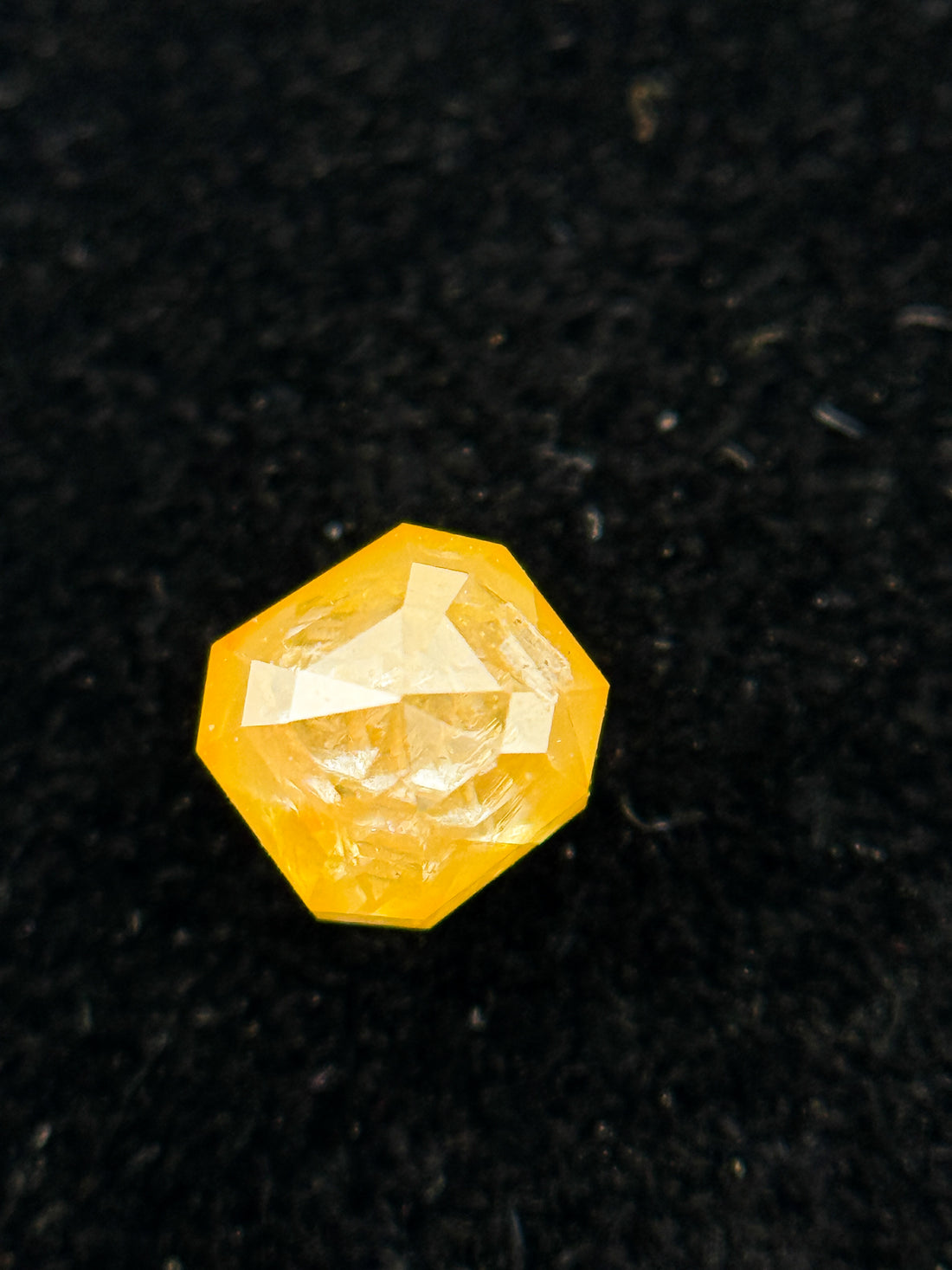 0.51 Ct Emerald Rose Cut Yellow Natural Salt and Pepper Diamond
