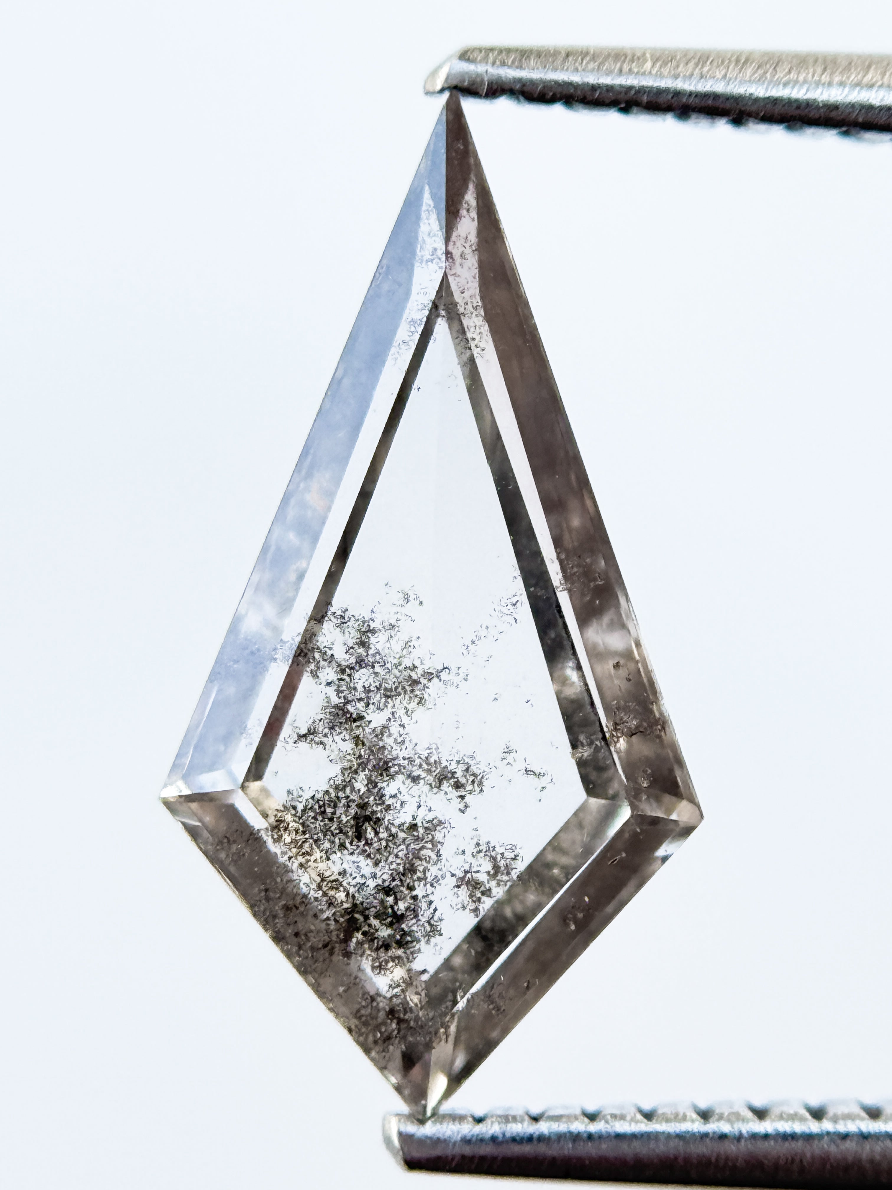 1.73 Ct Kite Rose Cut Grey Natural Salt and Pepper Diamond