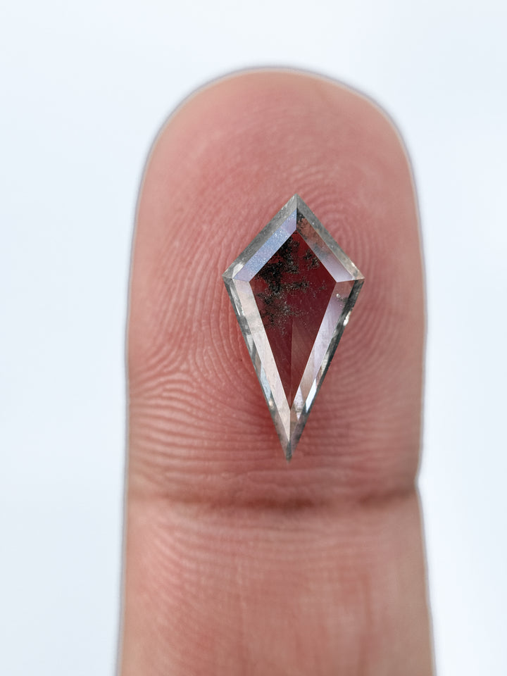 1.73 Ct Kite Rose Cut Grey Natural Salt and Pepper Diamond