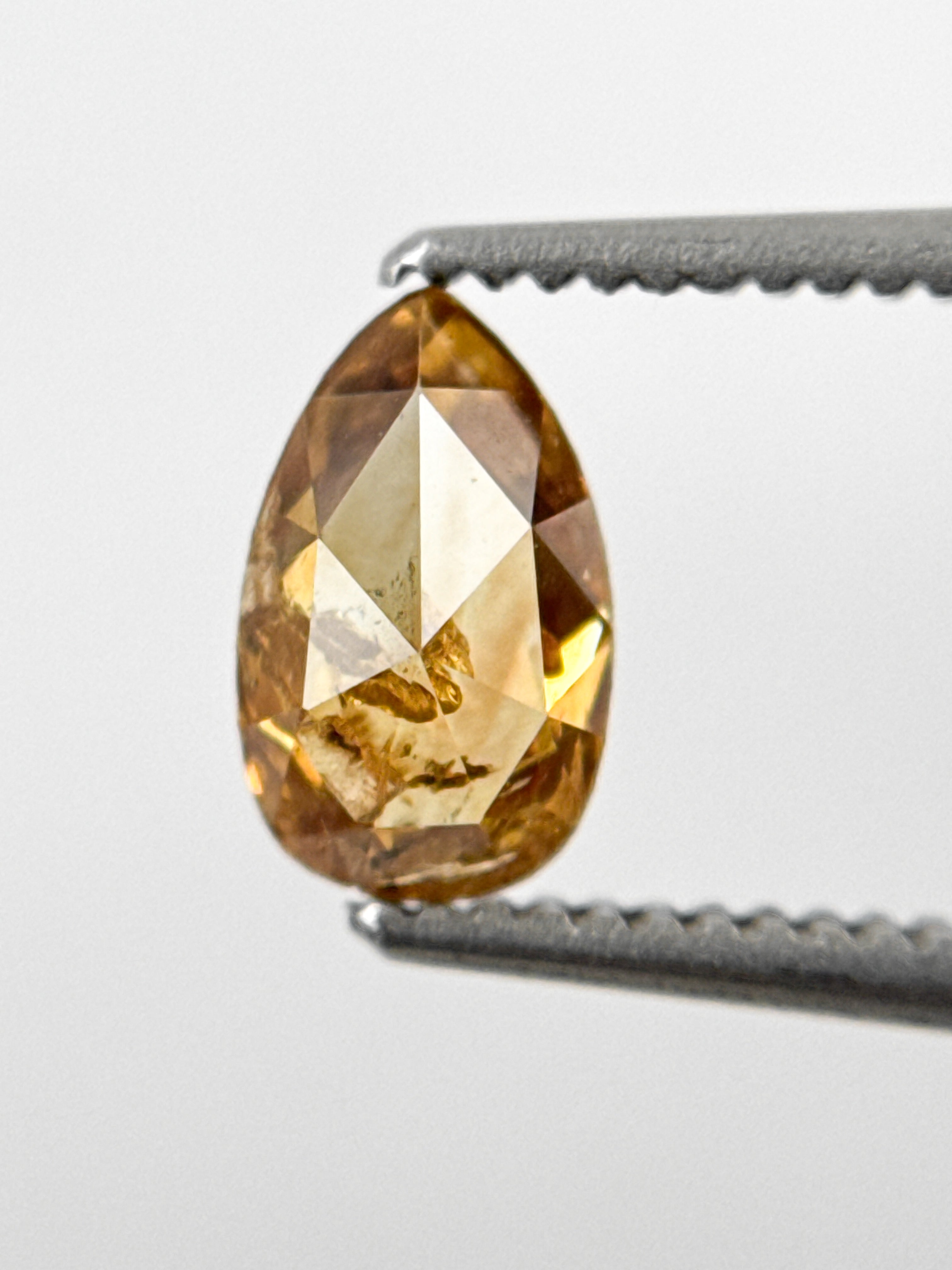 0.62 Ct Pear Rose Cut Orange Natural Minimal Diamond