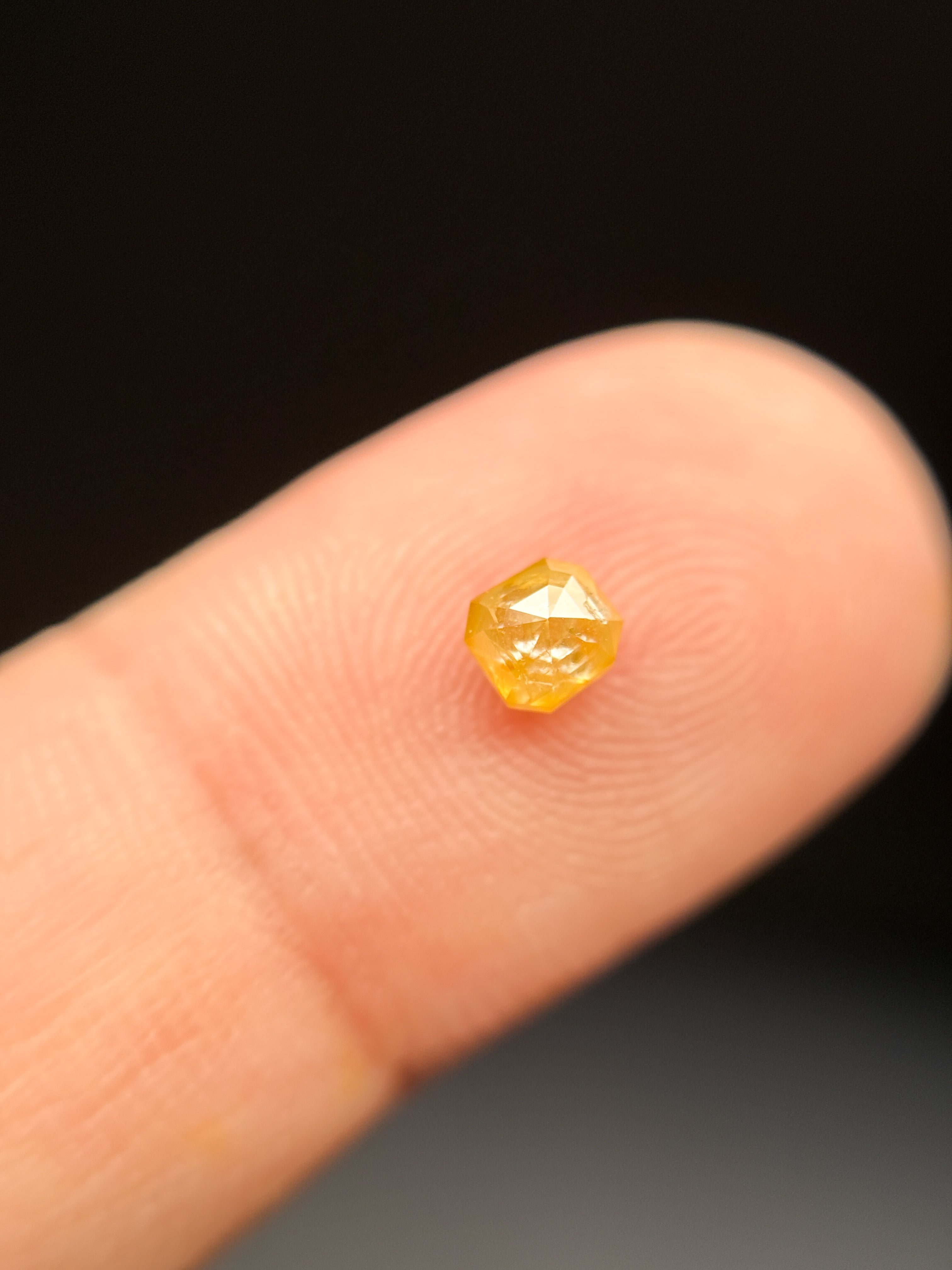 0.51 Ct Emerald Rose Cut Yellow Natural Salt and Pepper Diamond