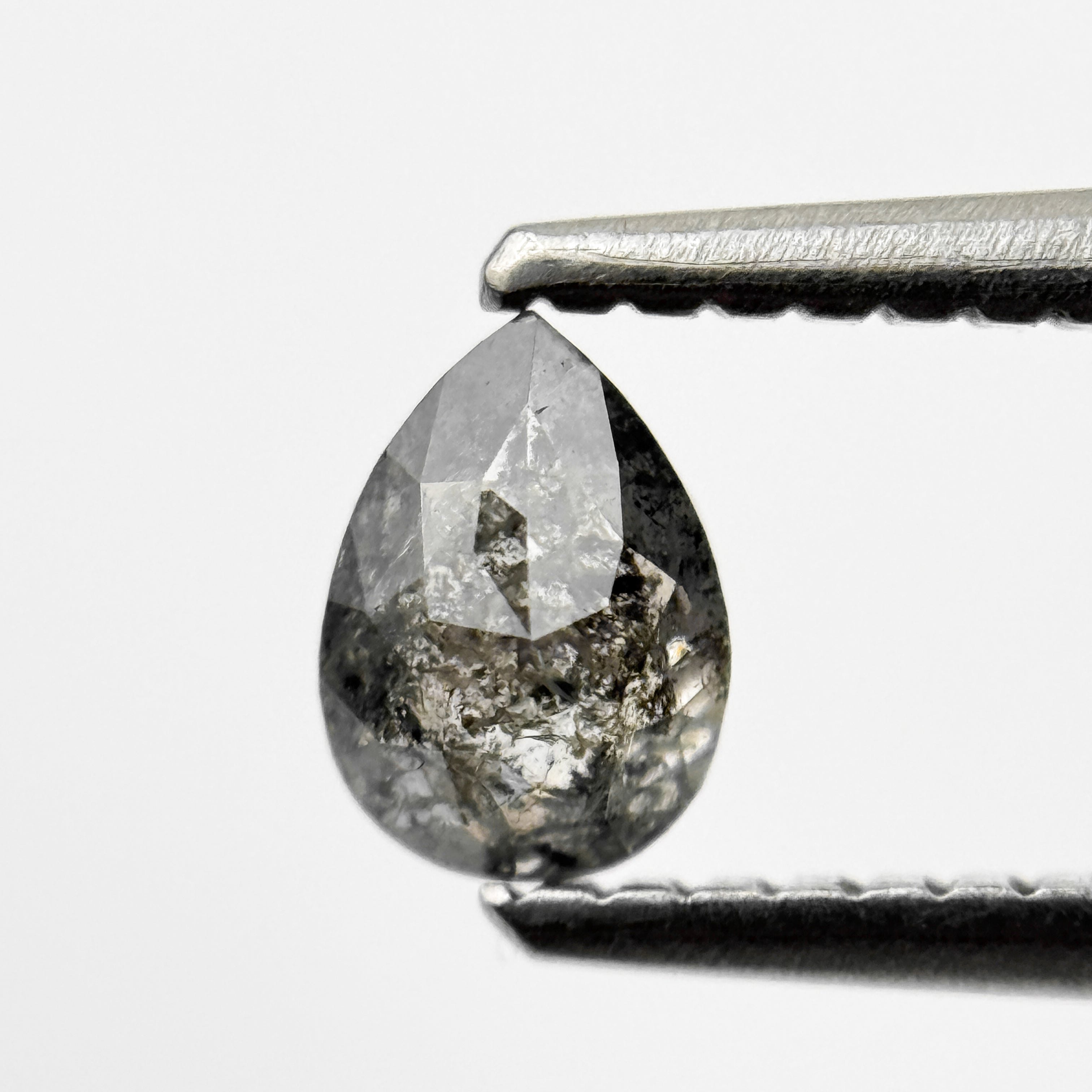 0.46 Ct Pear Rose Cut Grey Natural Salt and Pepper Diamond