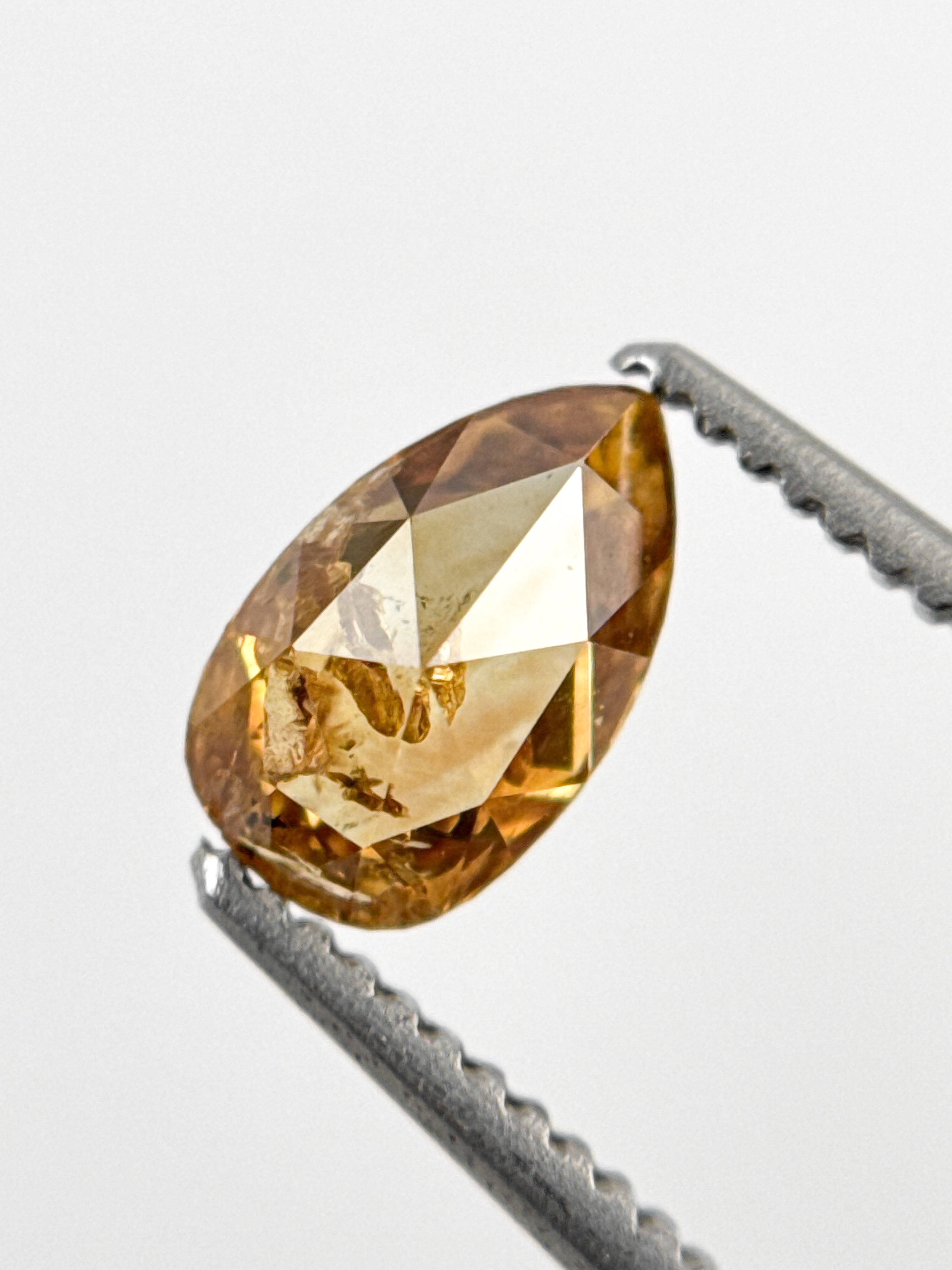 0.62 Ct Pear Rose Cut Orange Natural Minimal Diamond