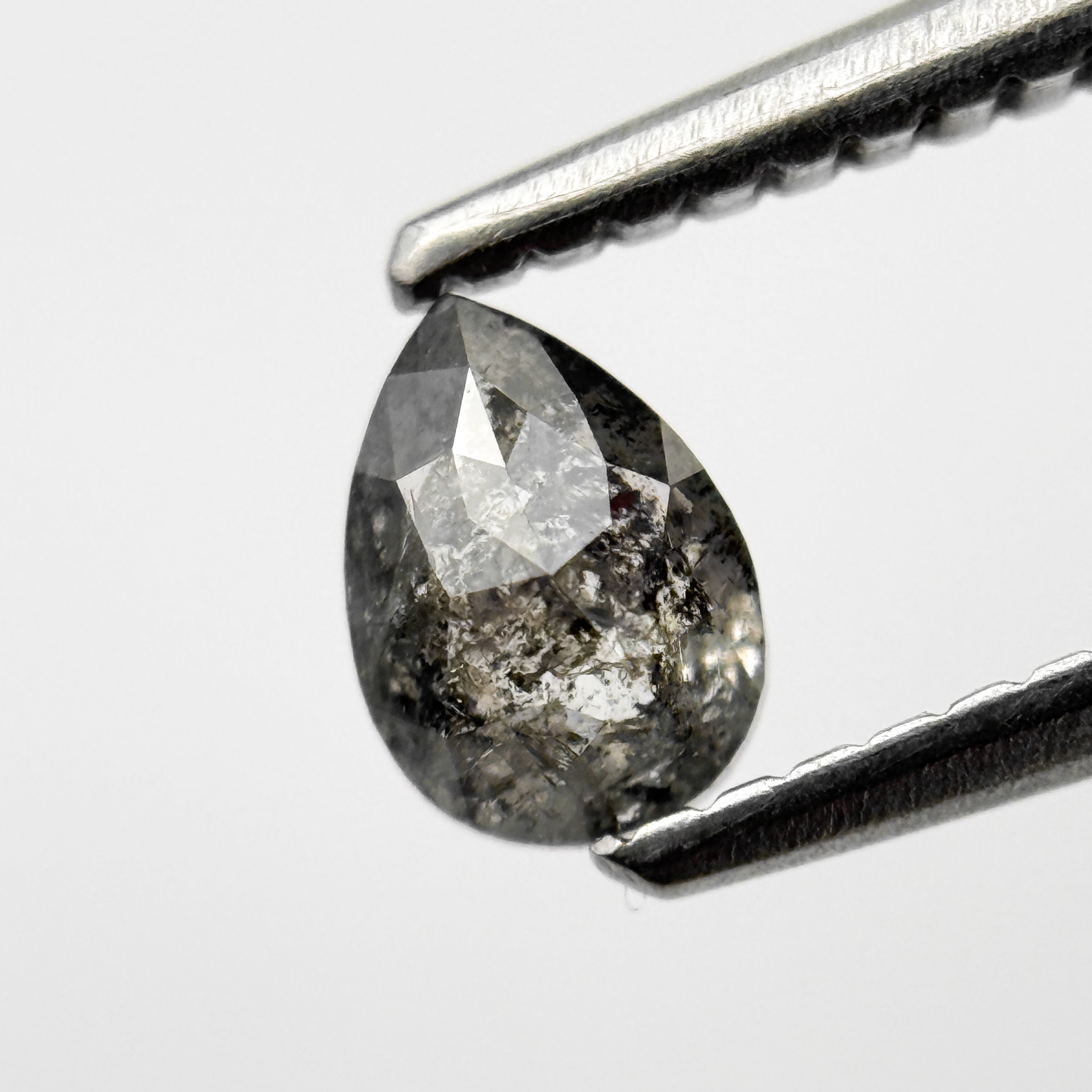 0.46 Ct Pear Rose Cut Grey Natural Salt and Pepper Diamond