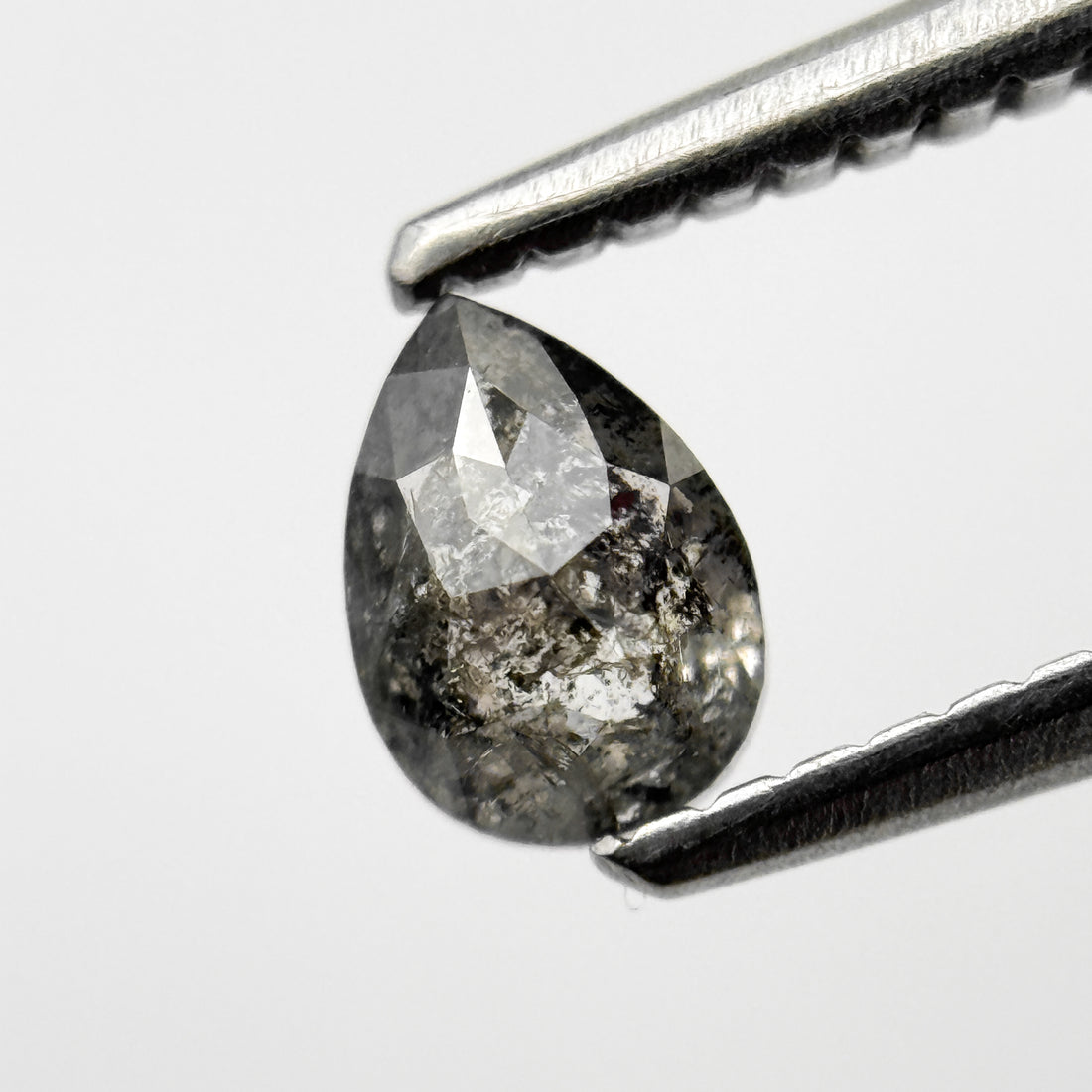 0.46 Ct Pear Rose Cut Grey Natural Salt and Pepper Diamond