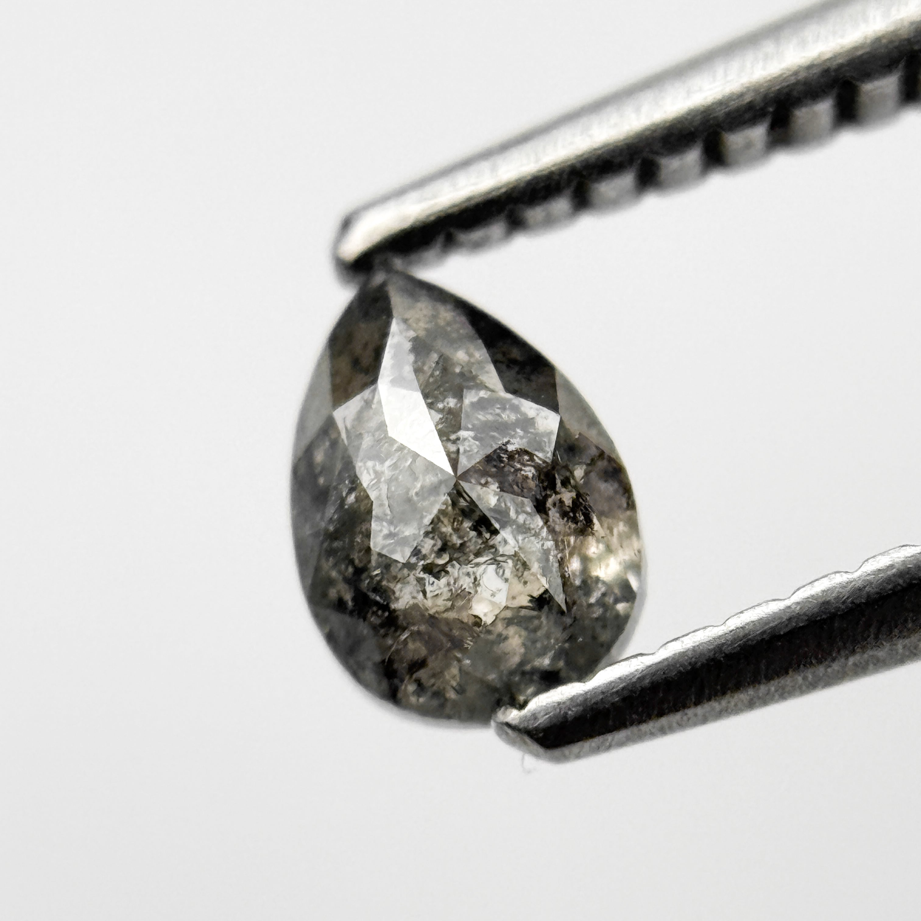 0.46 Ct Pear Rose Cut Grey Natural Salt and Pepper Diamond