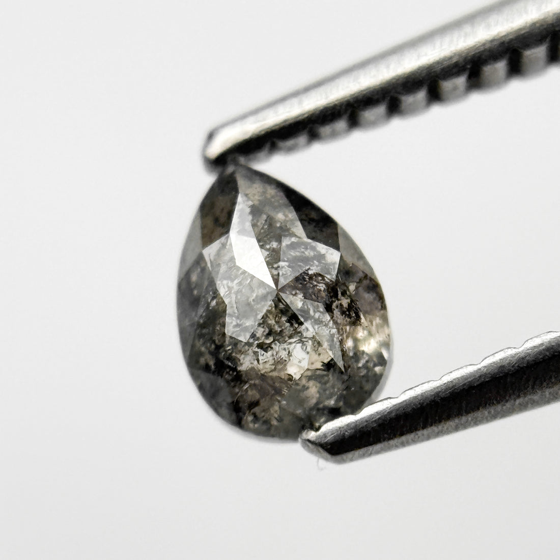 0.46 Ct Pear Rose Cut Grey Natural Salt and Pepper Diamond