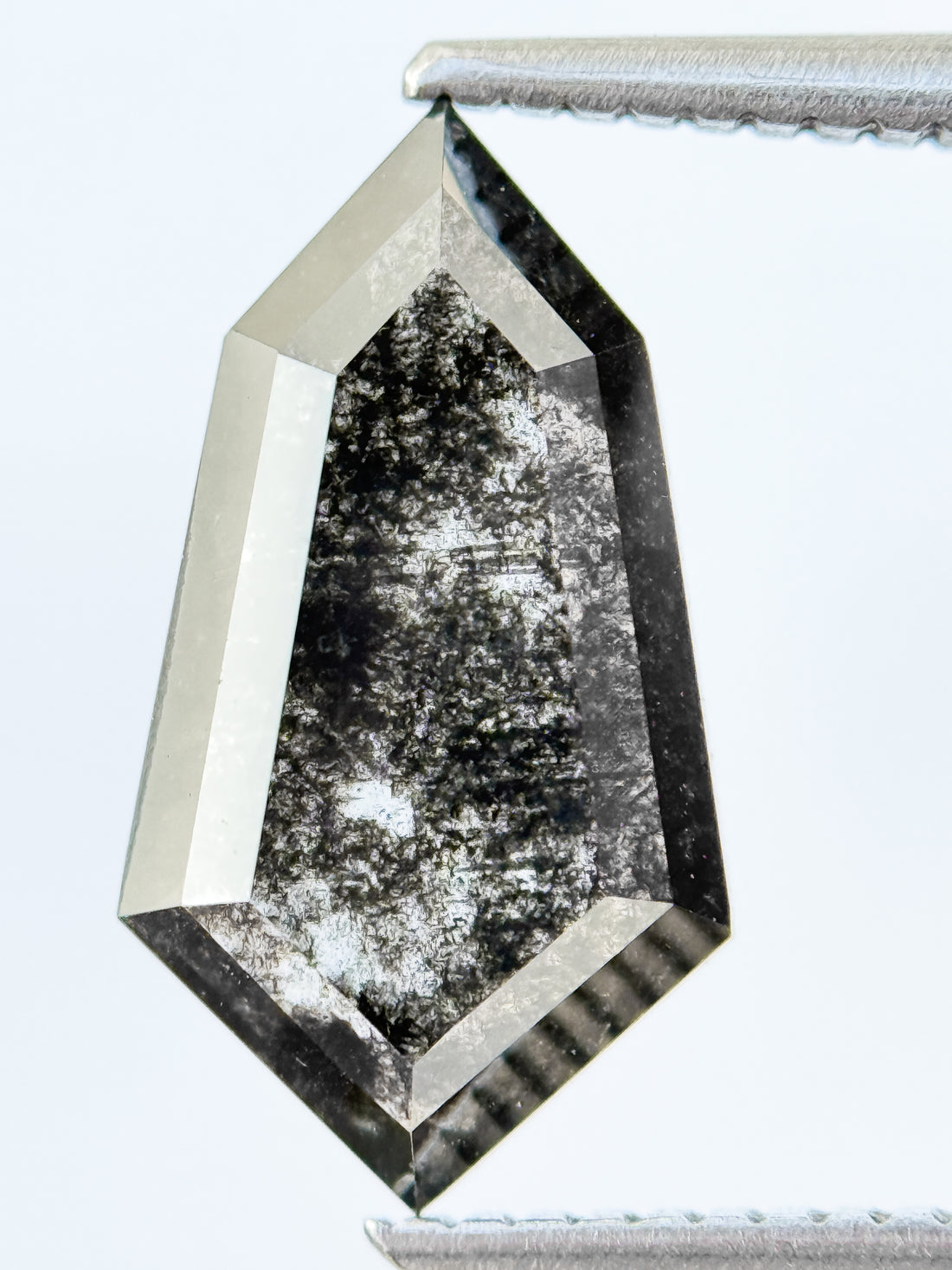 2.98 Ct Hexagon Rose Cut Grey Natural Salt and Pepper Diamond