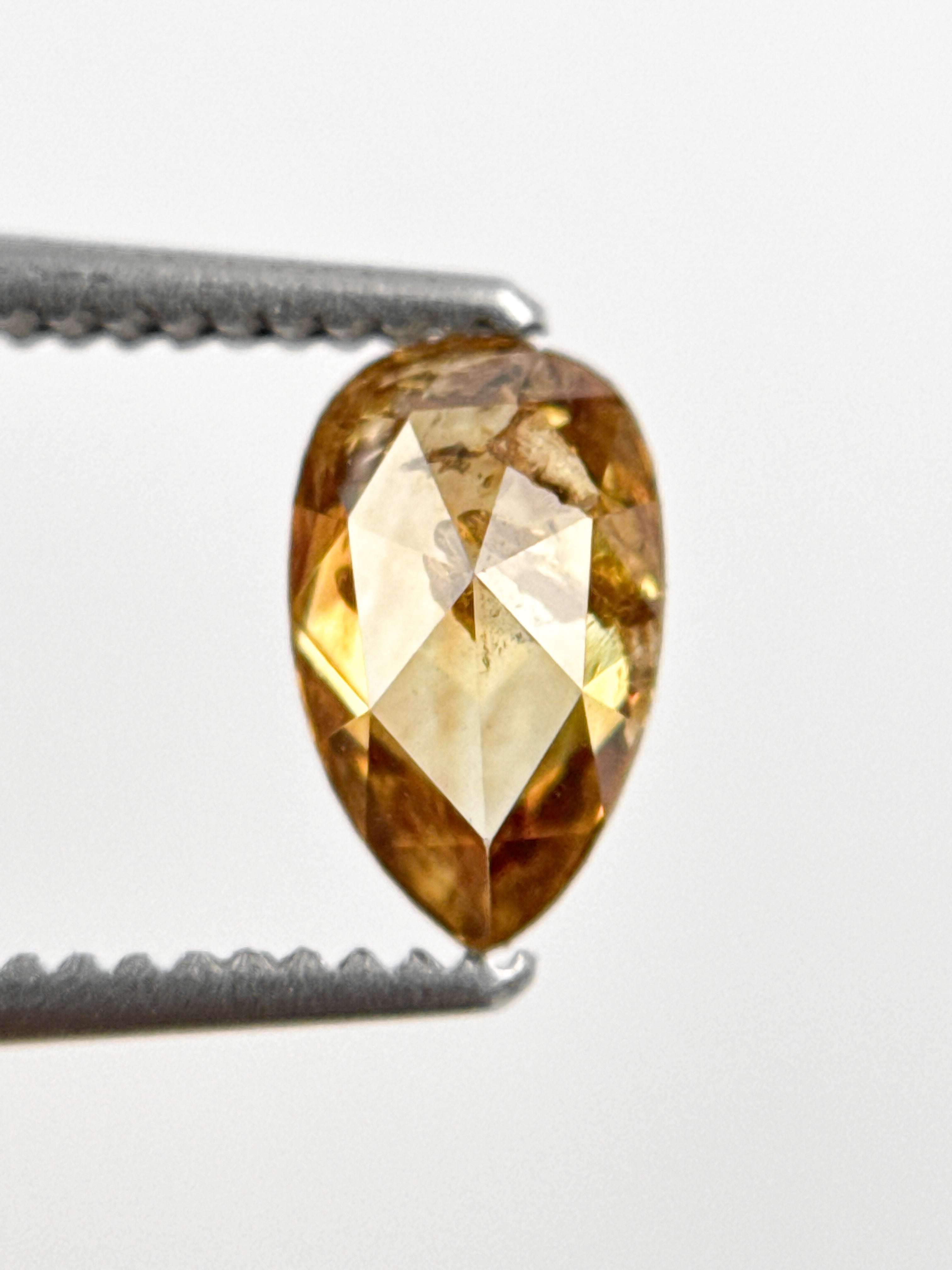 0.62 Ct Pear Rose Cut Orange Natural Minimal Diamond