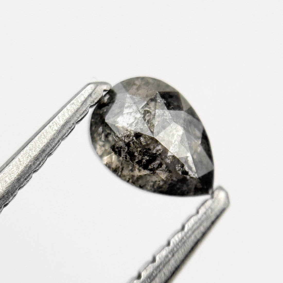 0.46 Ct Pear Rose Cut Grey Natural Salt and Pepper Diamond