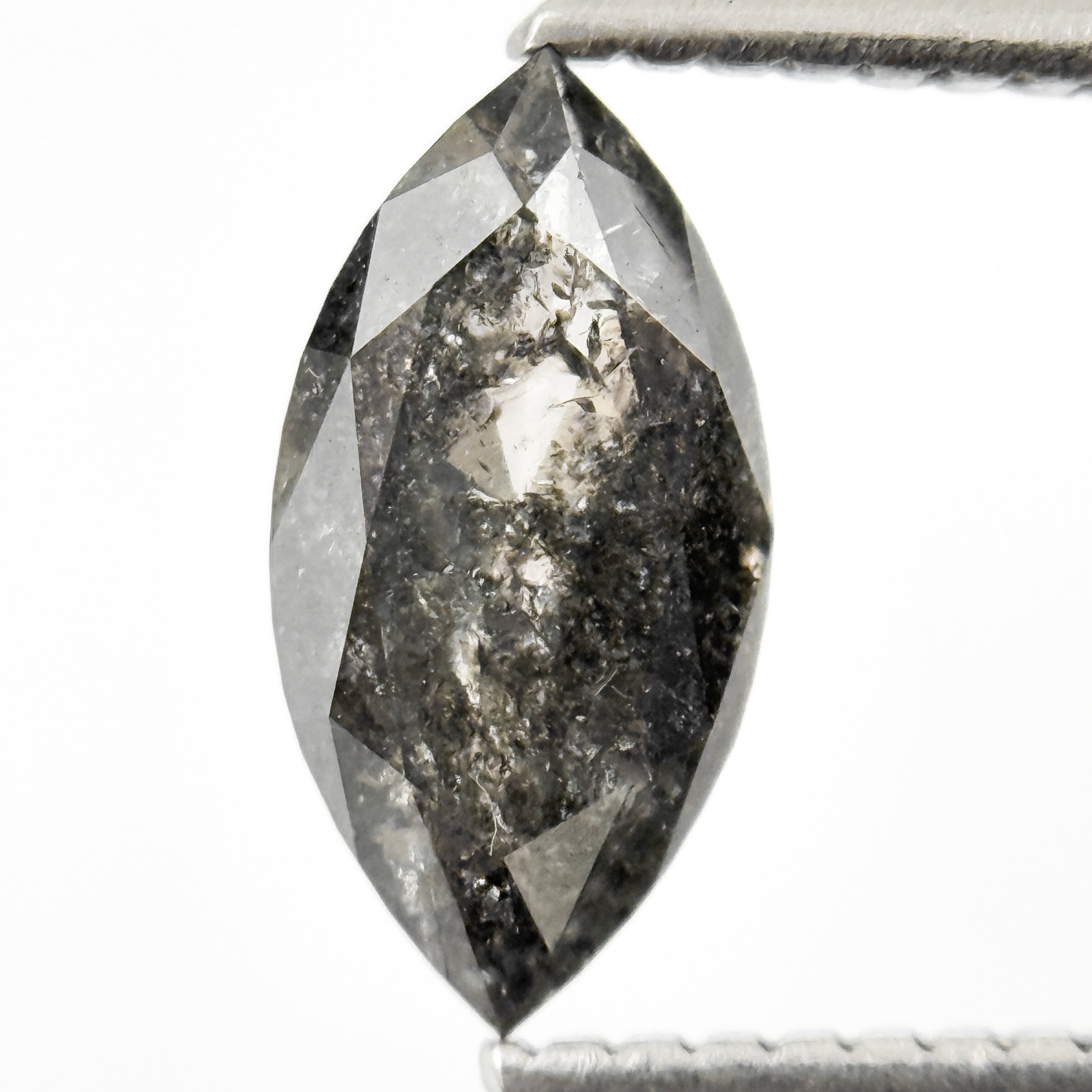 1.30 Ct Marquise Rose Cut Grey Natural Salt and Pepper Diamond