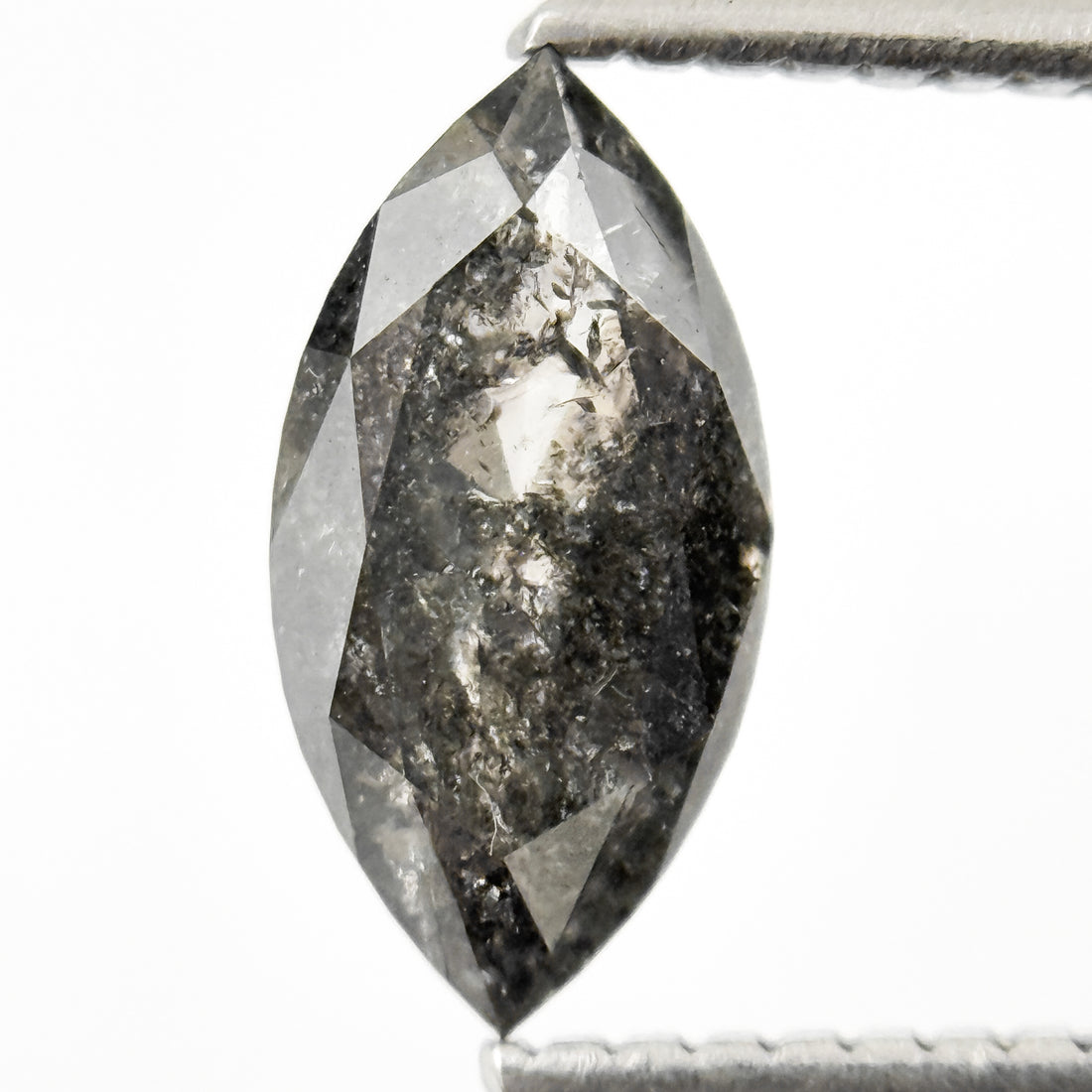 1.30 Ct Marquise Rose Cut Grey Natural Salt and Pepper Diamond