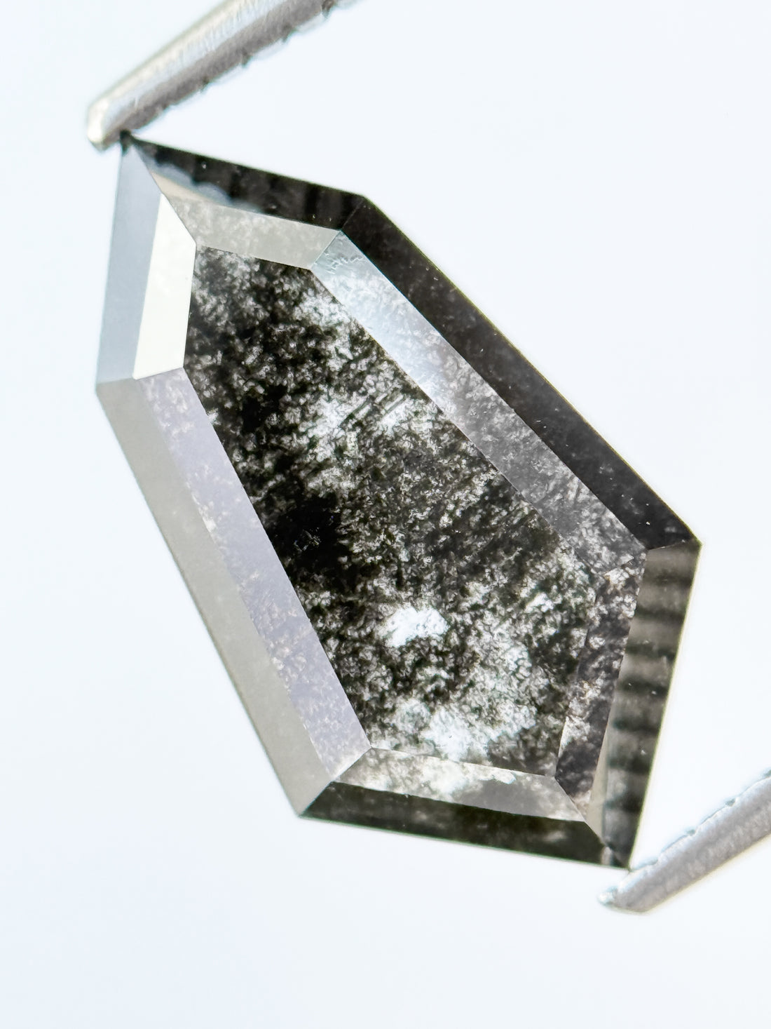 2.98 Ct Hexagon Rose Cut Grey Natural Salt and Pepper Diamond