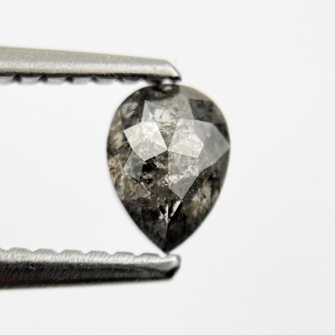 0.46 Ct Pear Rose Cut Grey Natural Salt and Pepper Diamond