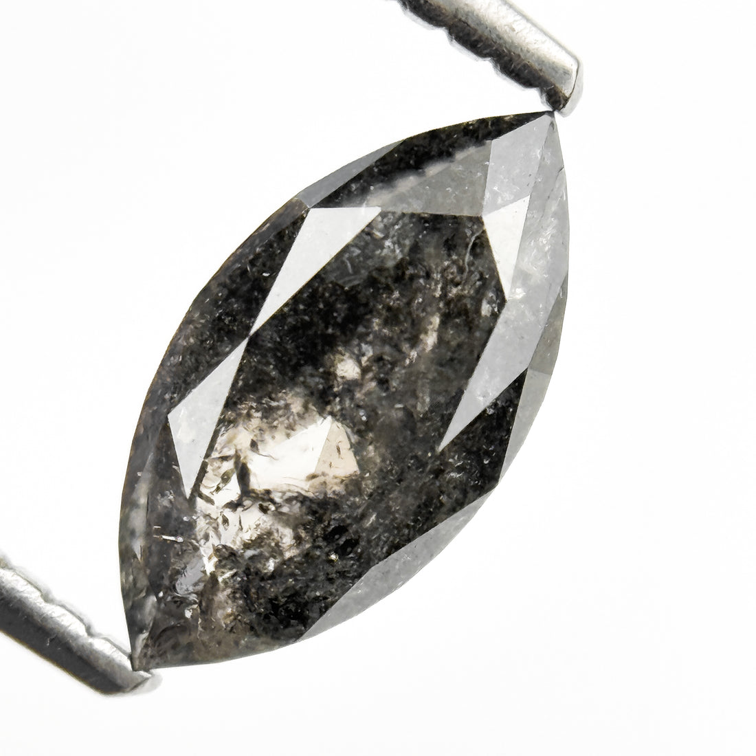 1.30 Ct Marquise Rose Cut Grey Natural Salt and Pepper Diamond