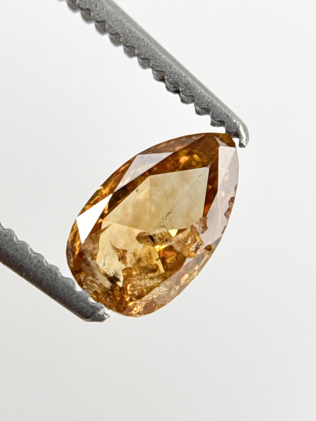 0.62 Ct Pear Rose Cut Orange Natural Minimal Diamond