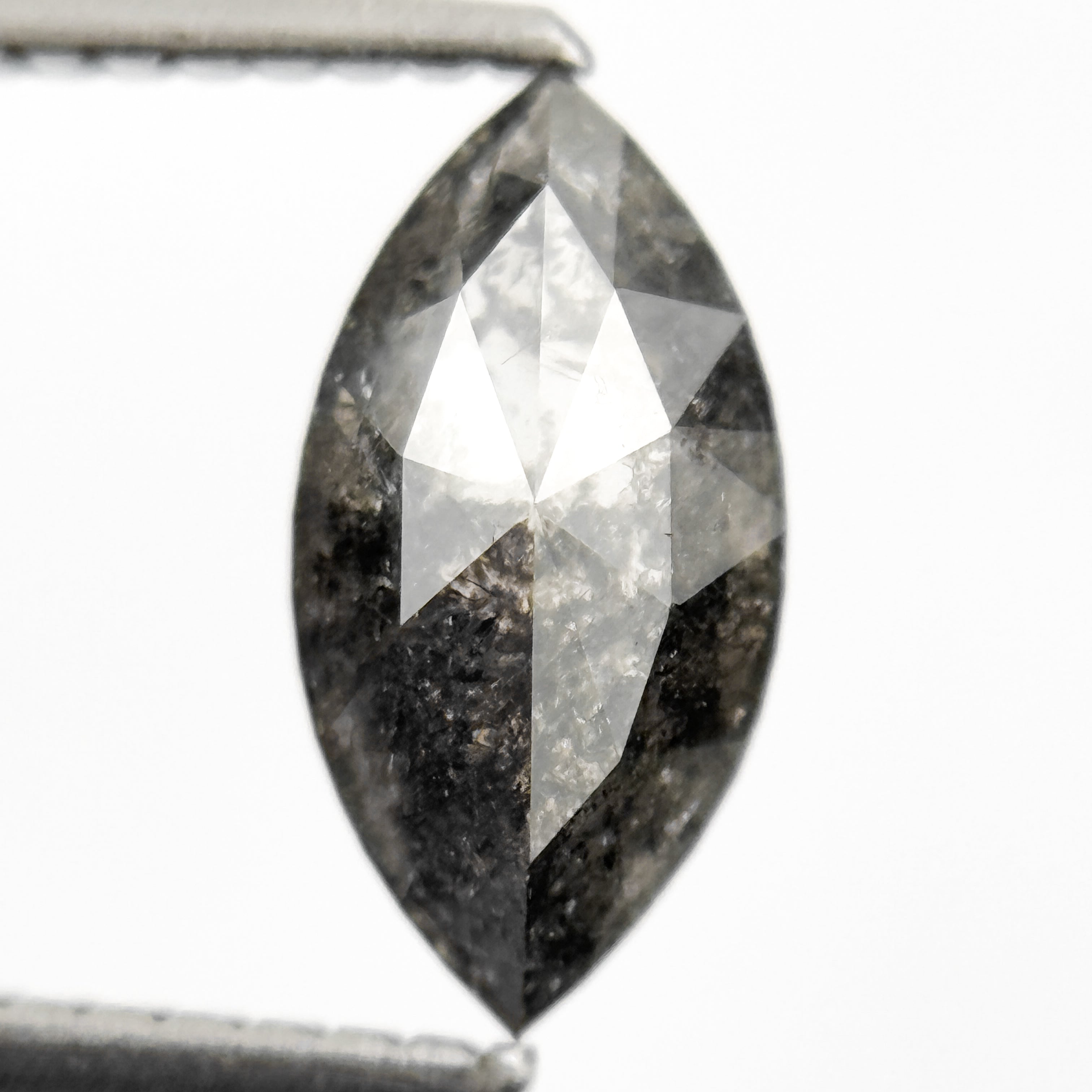 1.30 Ct Marquise Rose Cut Grey Natural Salt and Pepper Diamond