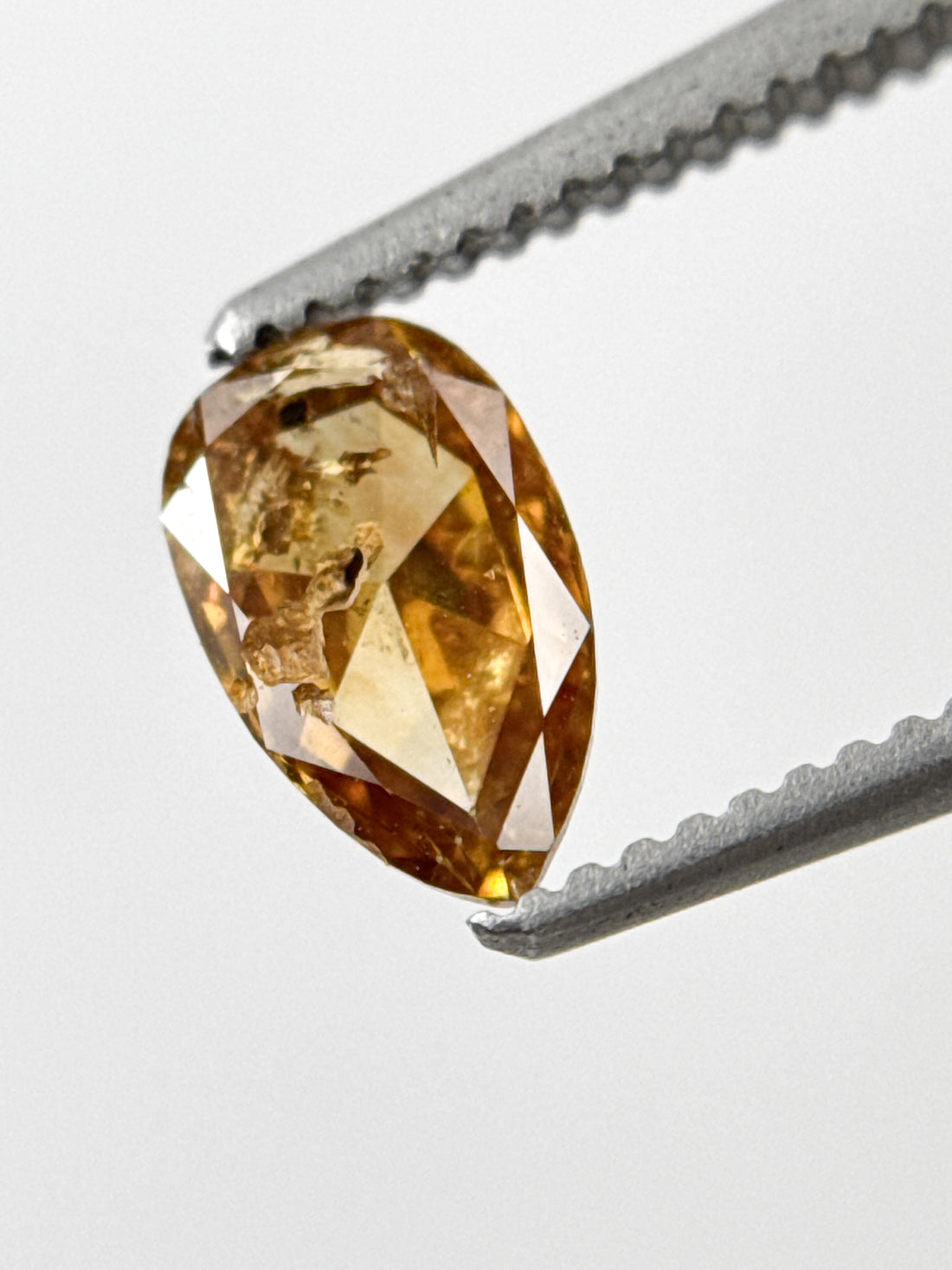 0.62 Ct Pear Rose Cut Orange Natural Minimal Diamond