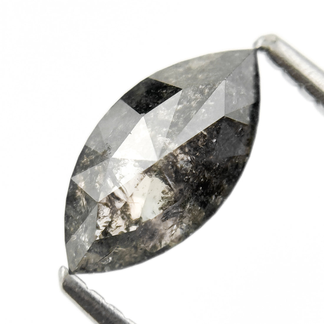 1.30 Ct Marquise Rose Cut Grey Natural Salt and Pepper Diamond