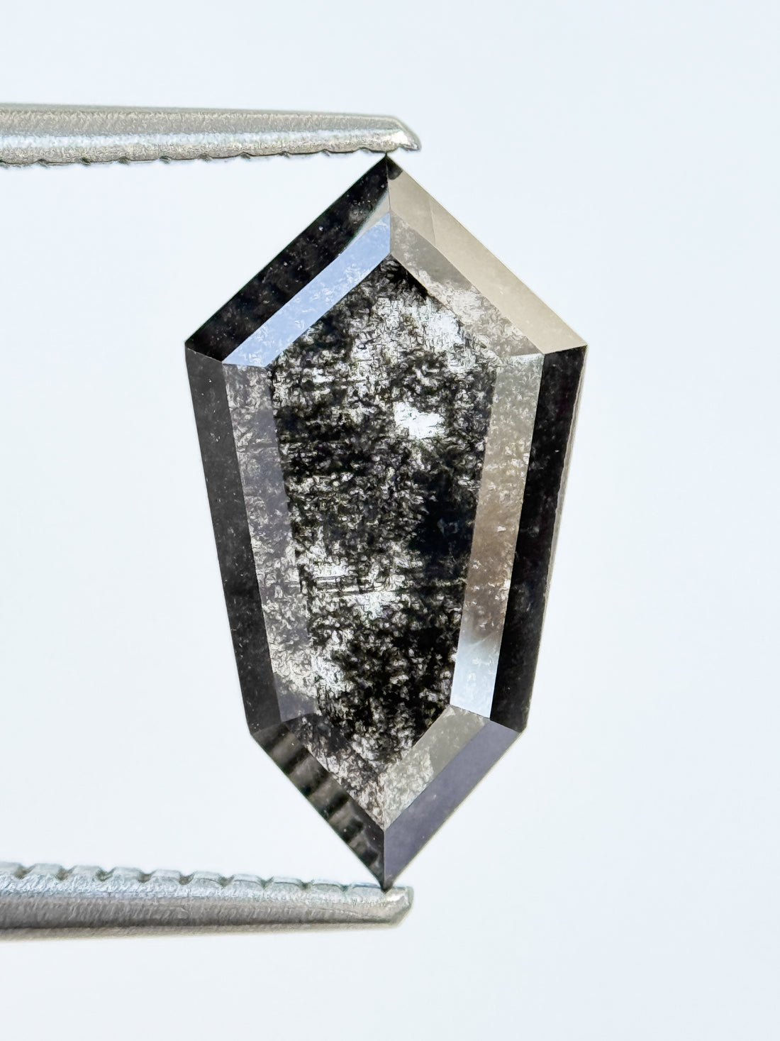 2.98 Ct Hexagon Rose Cut Grey Natural Salt and Pepper Diamond