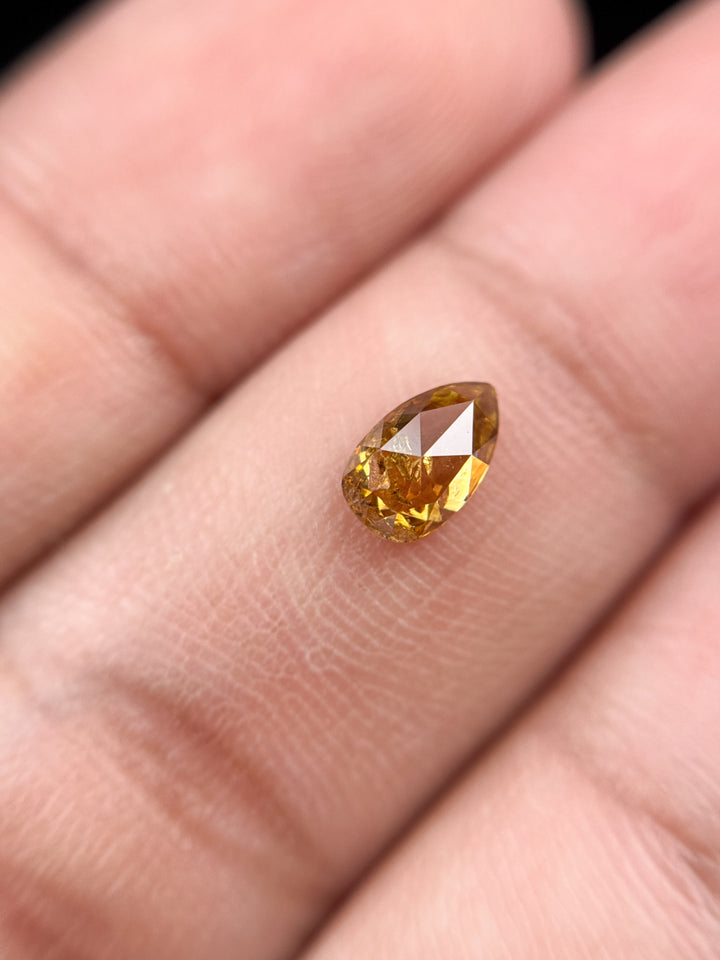 0.62 Ct Pear Rose Cut Orange Natural Minimal Diamond