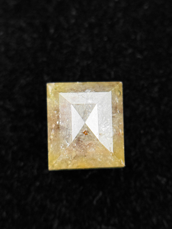 0.93 Ct Princess Rose Cut Yellow Natural Salt and Pepper Diamond