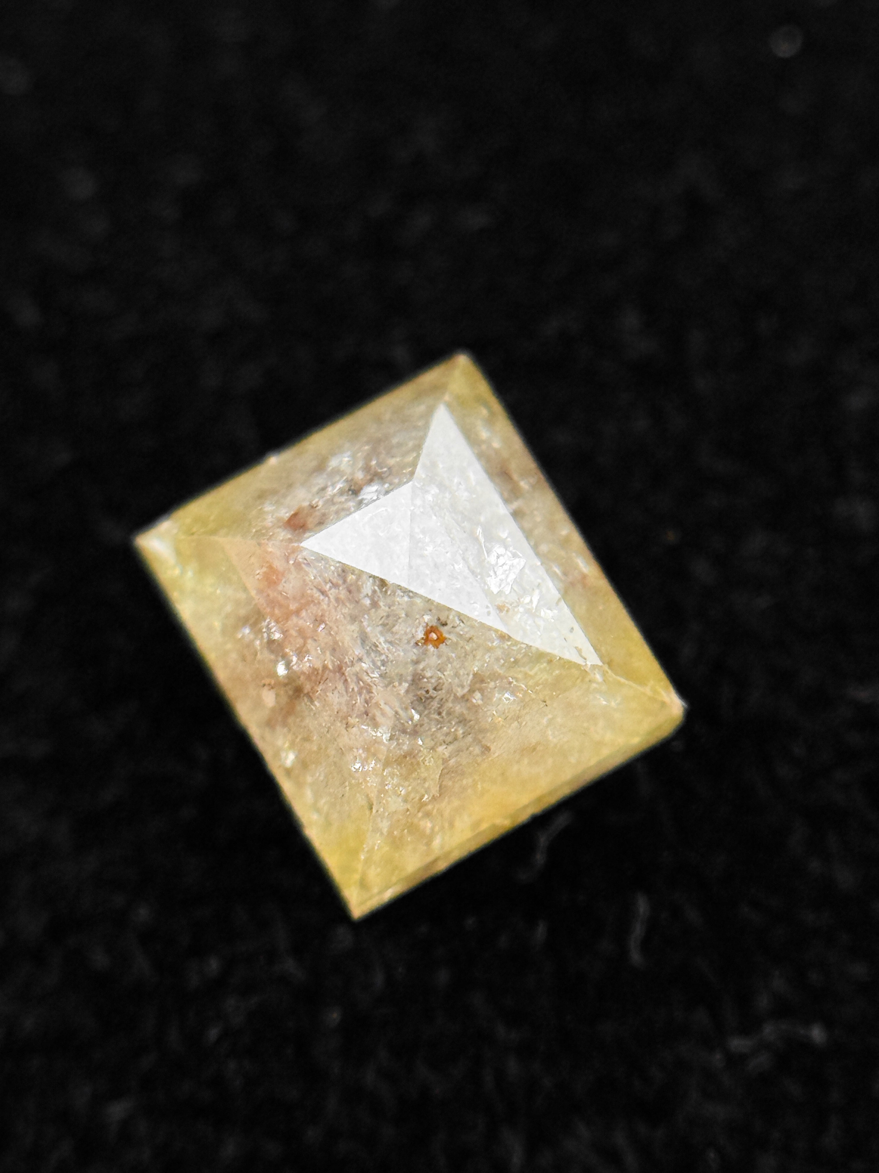 0.93 Ct Princess Rose Cut Yellow Natural Salt and Pepper Diamond