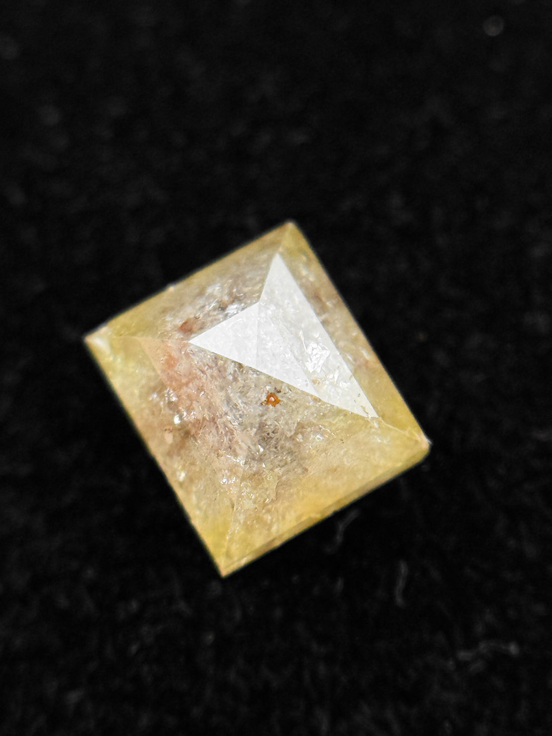 0.93 Ct Princess Rose Cut Yellow Natural Salt and Pepper Diamond