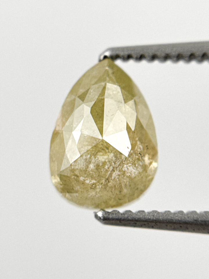 1.43 Ct Pear Rose Cut Yellow Natural Fancy Diamond