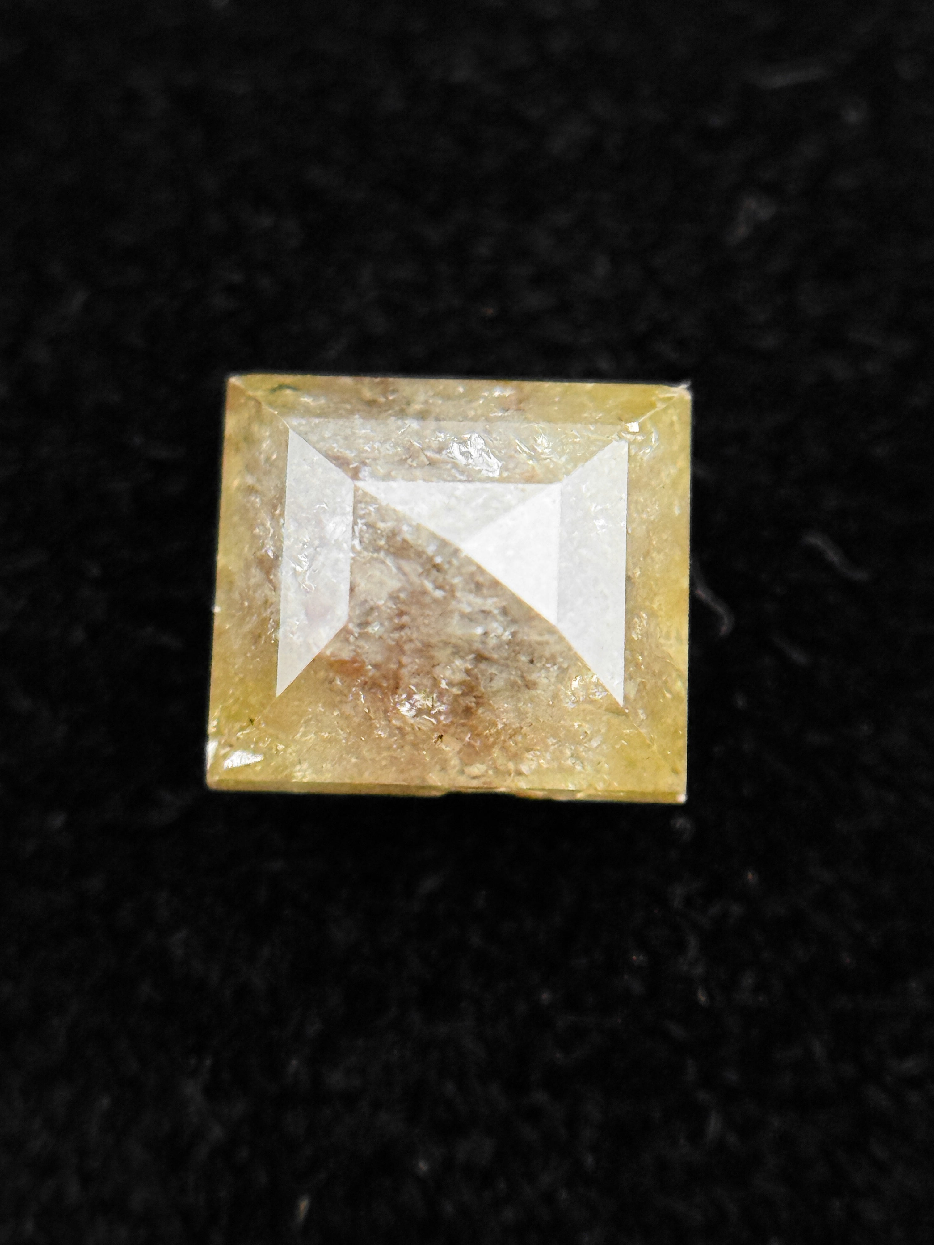 0.93 Ct Princess Rose Cut Yellow Natural Salt and Pepper Diamond