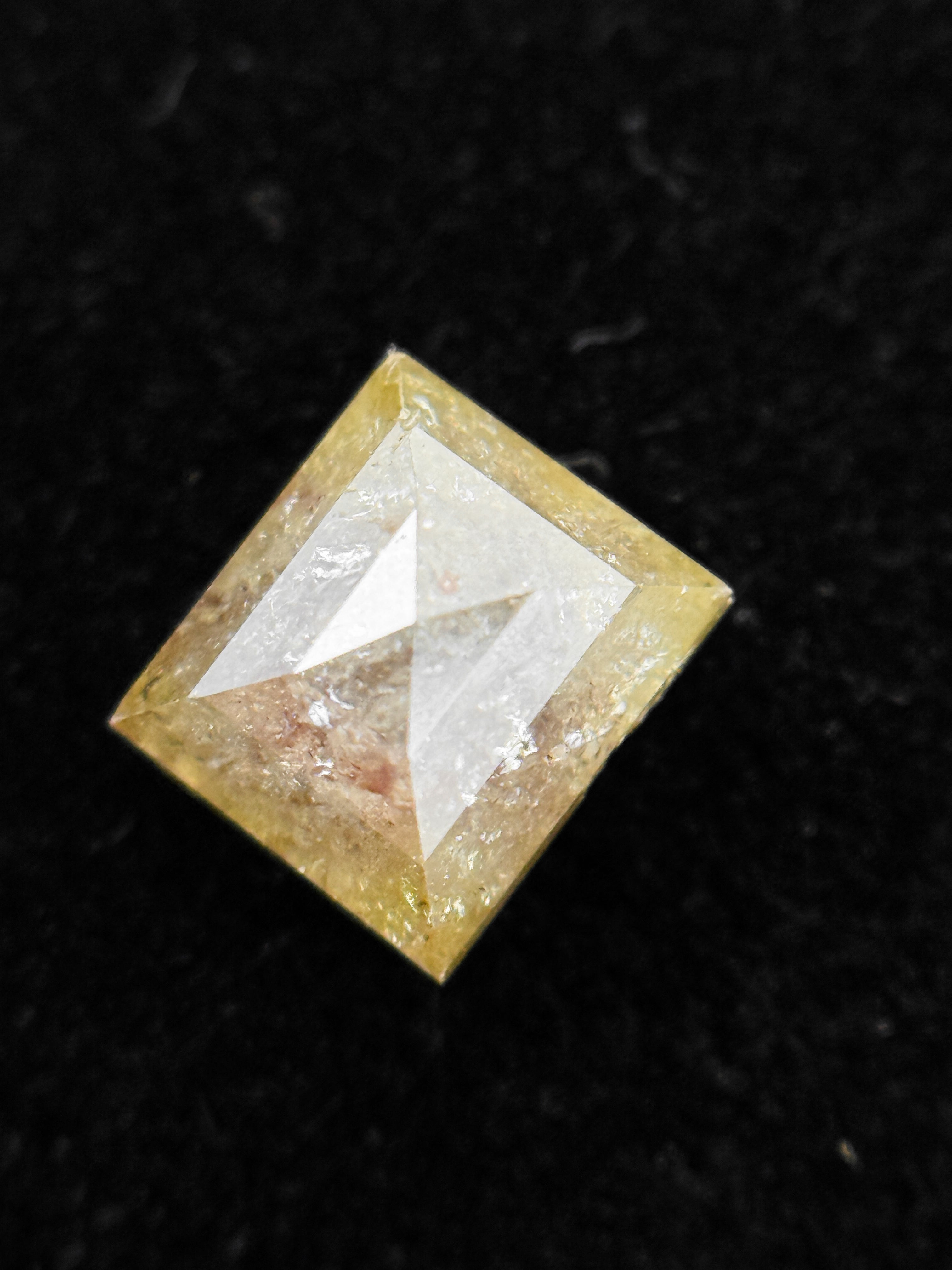 0.93 Ct Princess Rose Cut Yellow Natural Salt and Pepper Diamond
