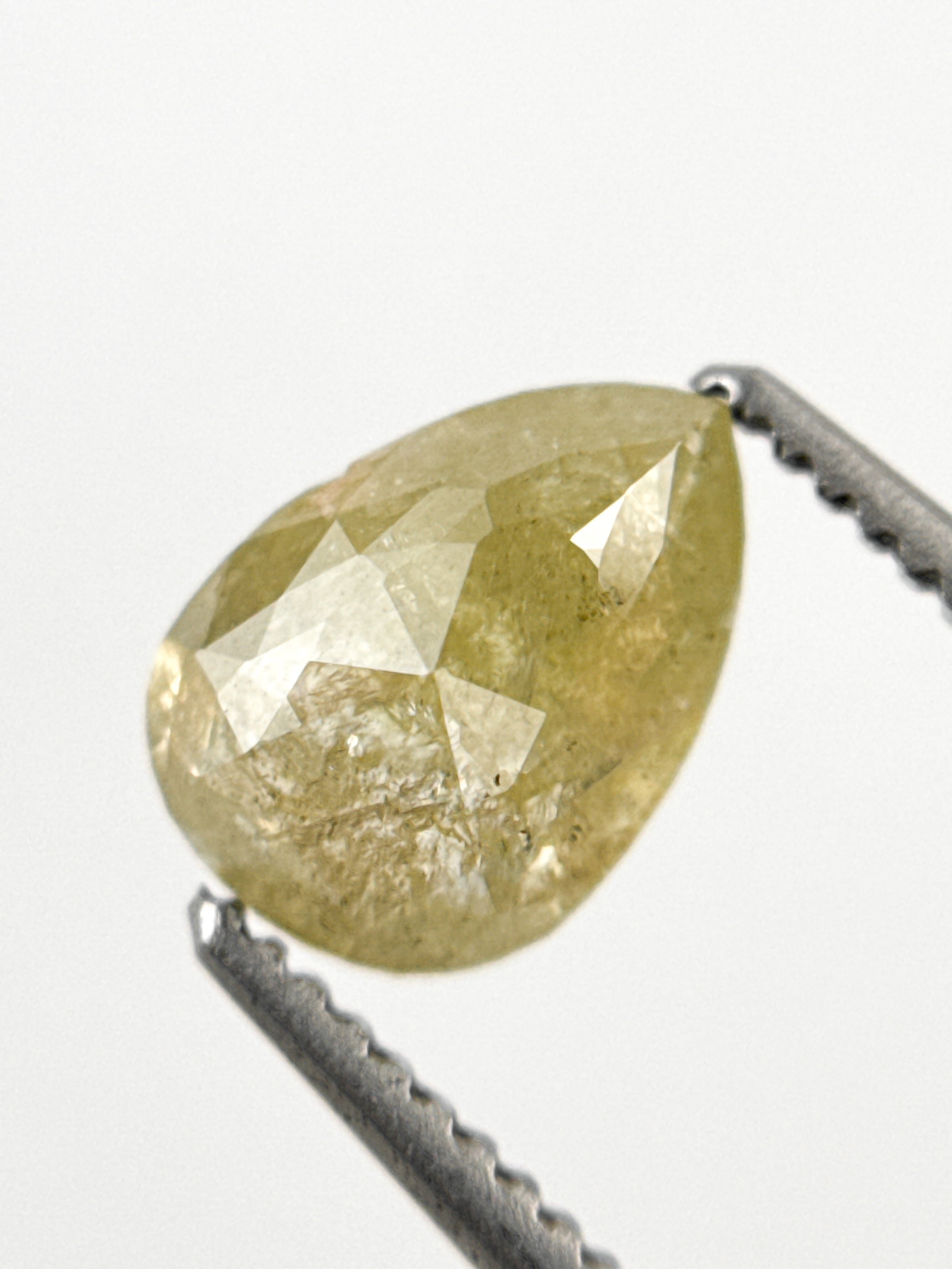 1.43 Ct Pear Rose Cut Yellow Natural Fancy Diamond