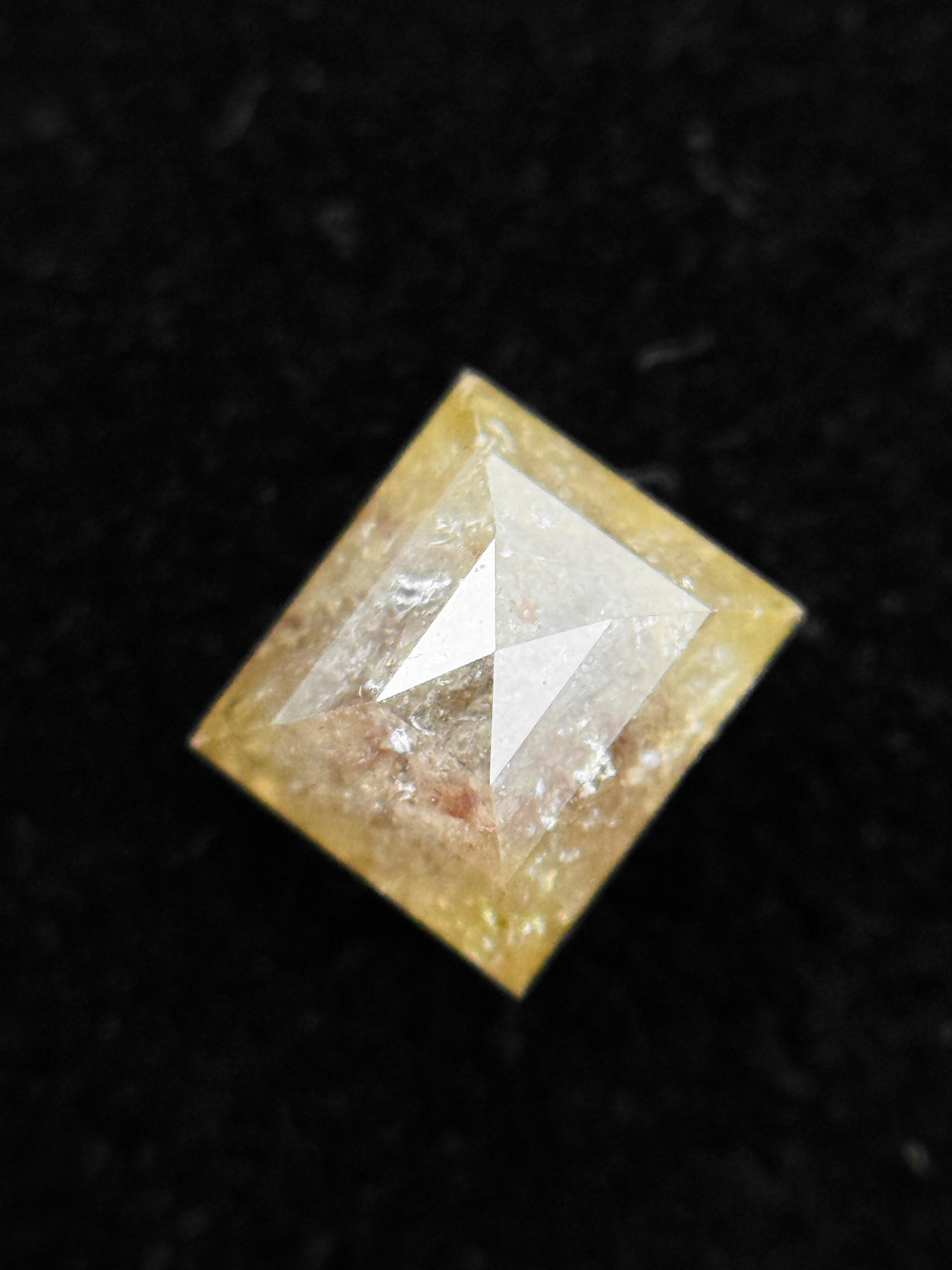 0.93 Ct Princess Rose Cut Yellow Natural Salt and Pepper Diamond