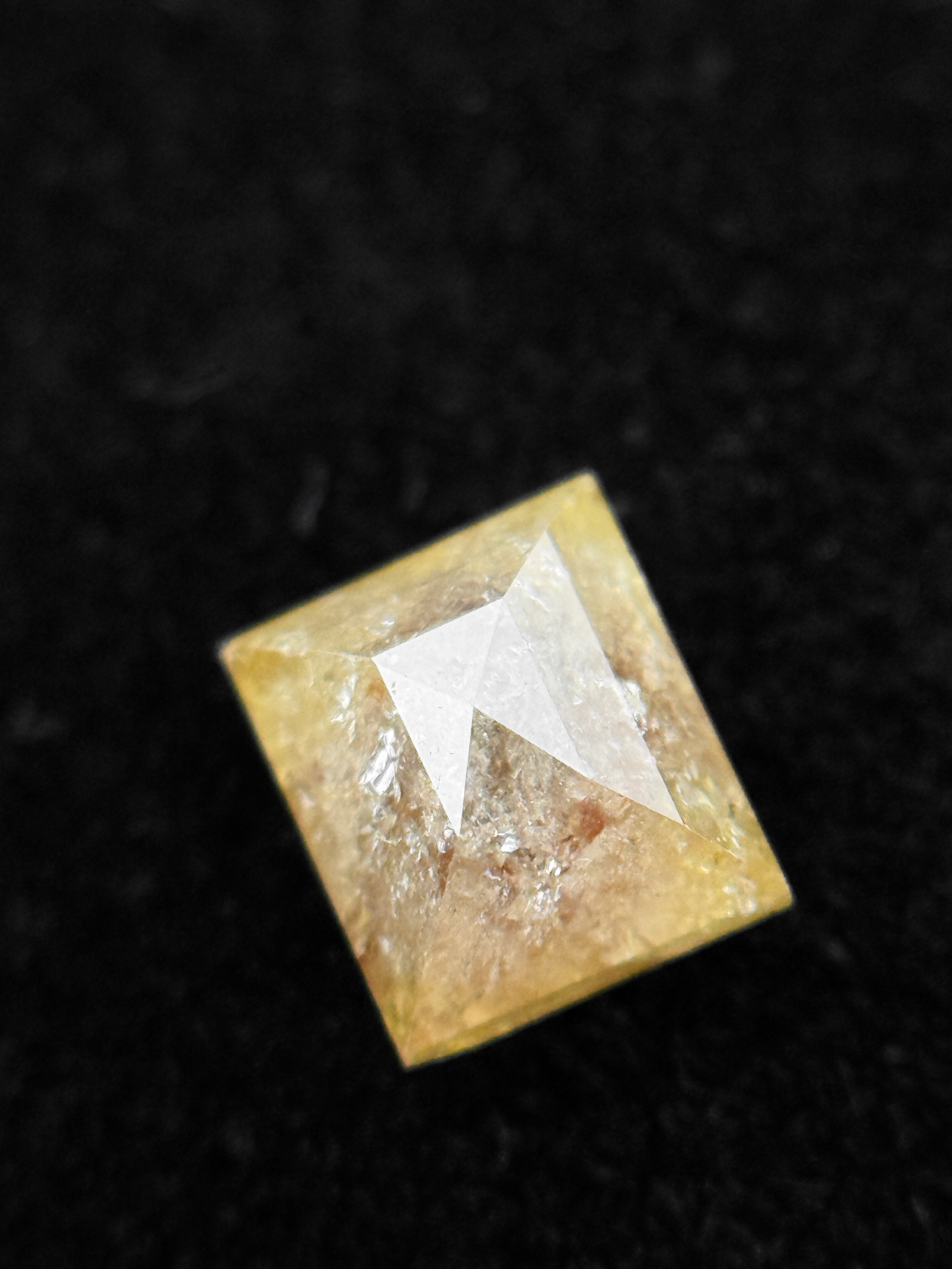 0.93 Ct Princess Rose Cut Yellow Natural Salt and Pepper Diamond