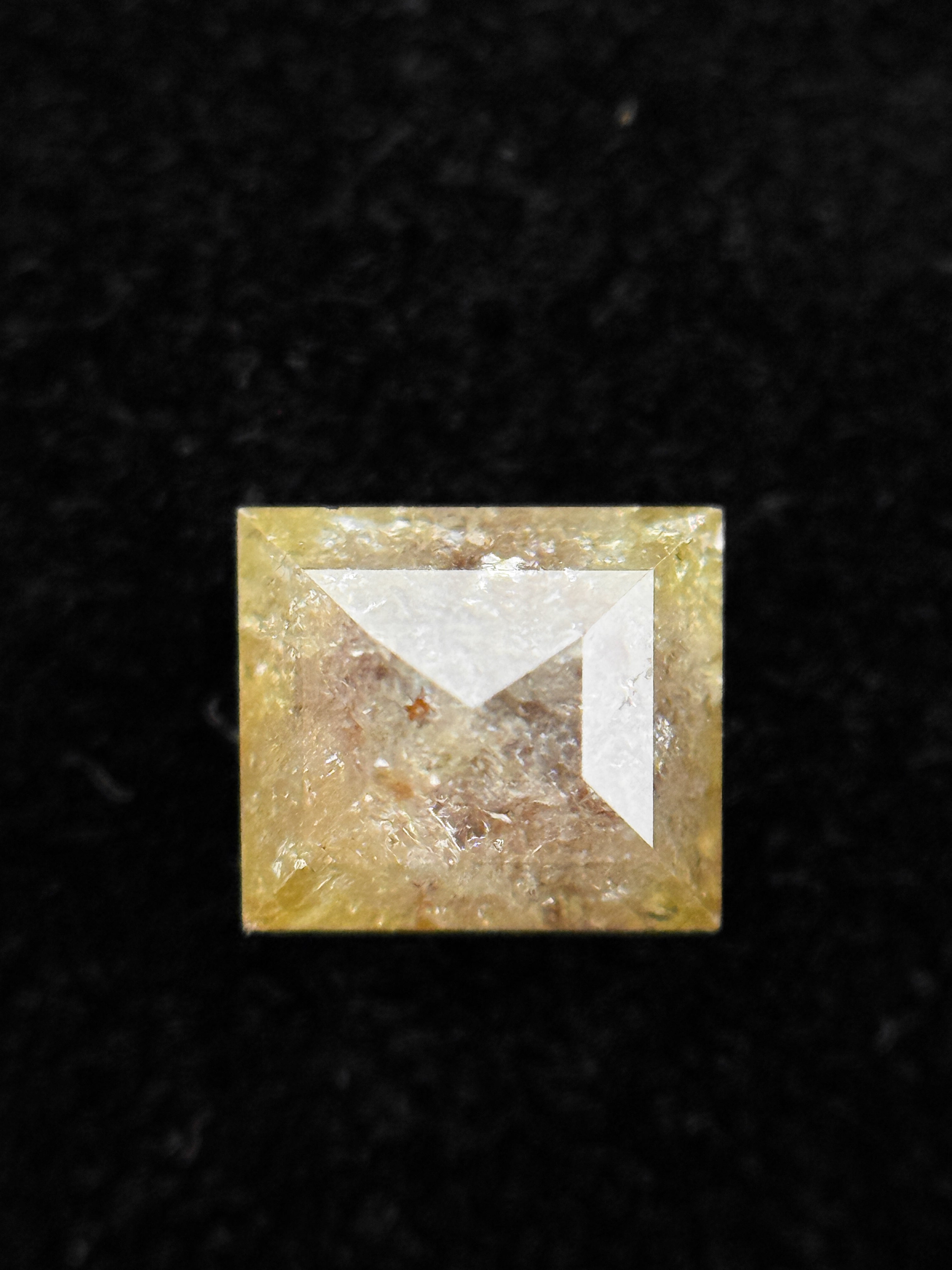 0.93 Ct Princess Rose Cut Yellow Natural Salt and Pepper Diamond