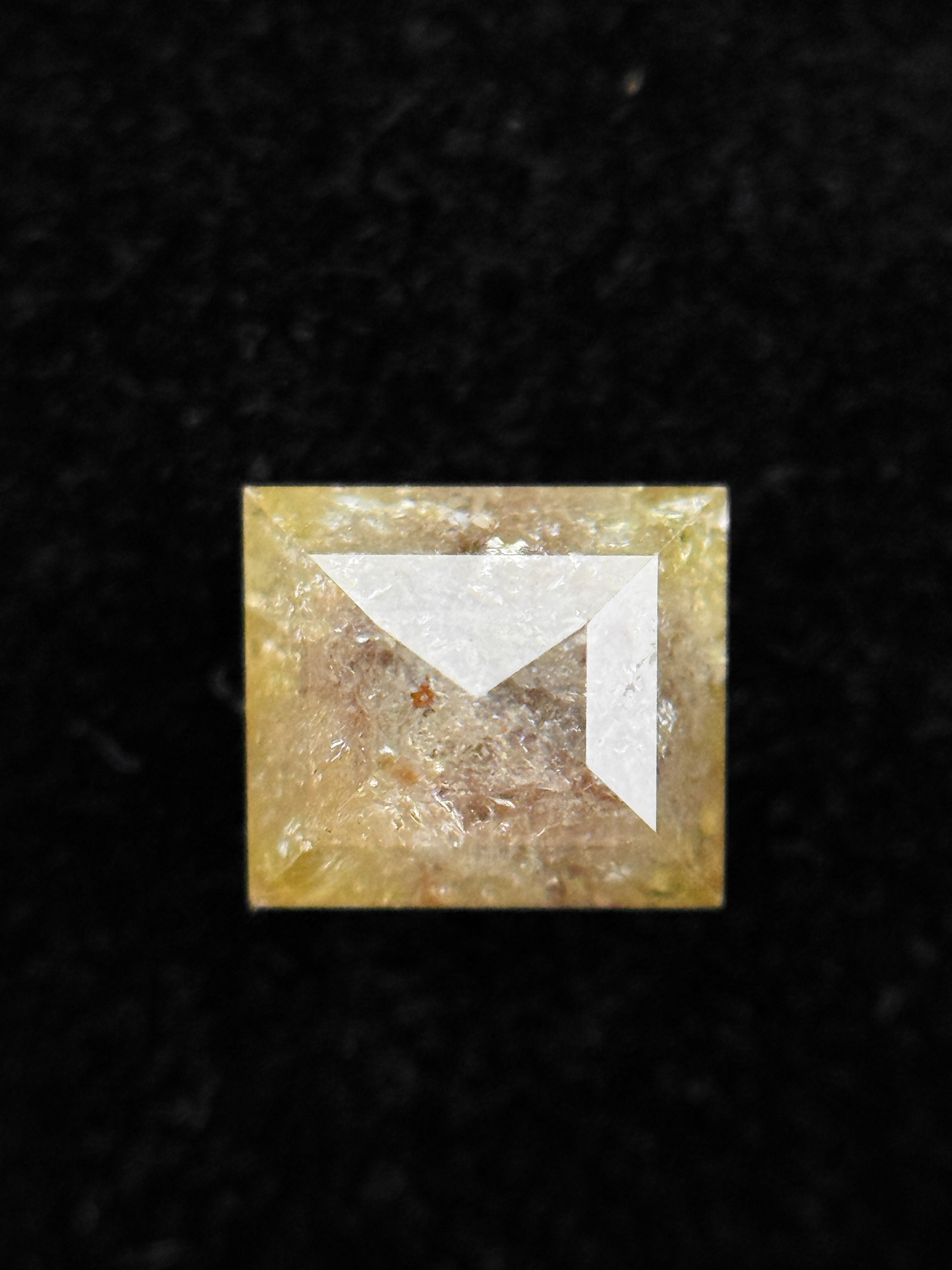 0.93 Ct Princess Rose Cut Yellow Natural Salt and Pepper Diamond