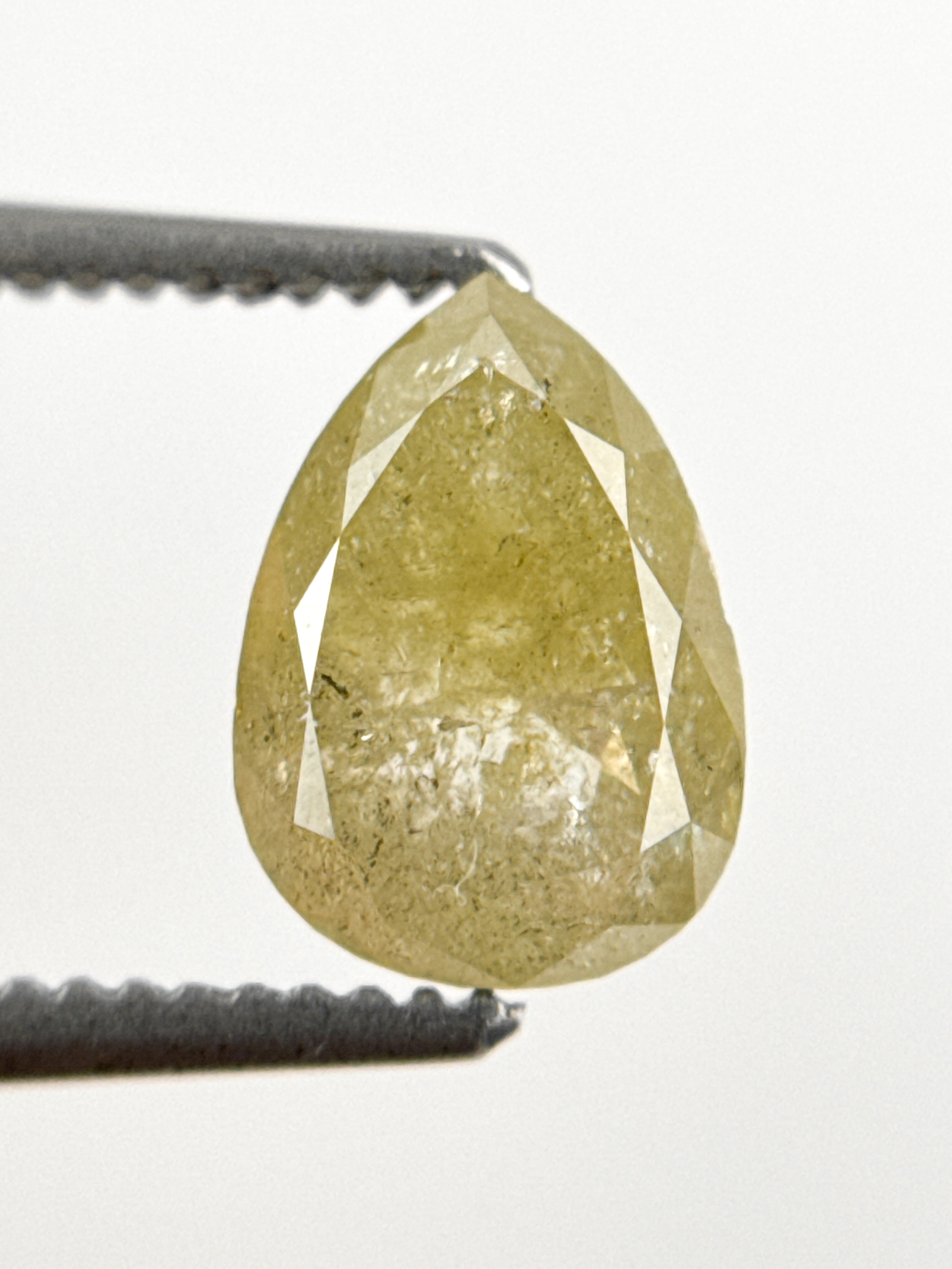 1.43 Ct Pear Rose Cut Yellow Natural Fancy Diamond