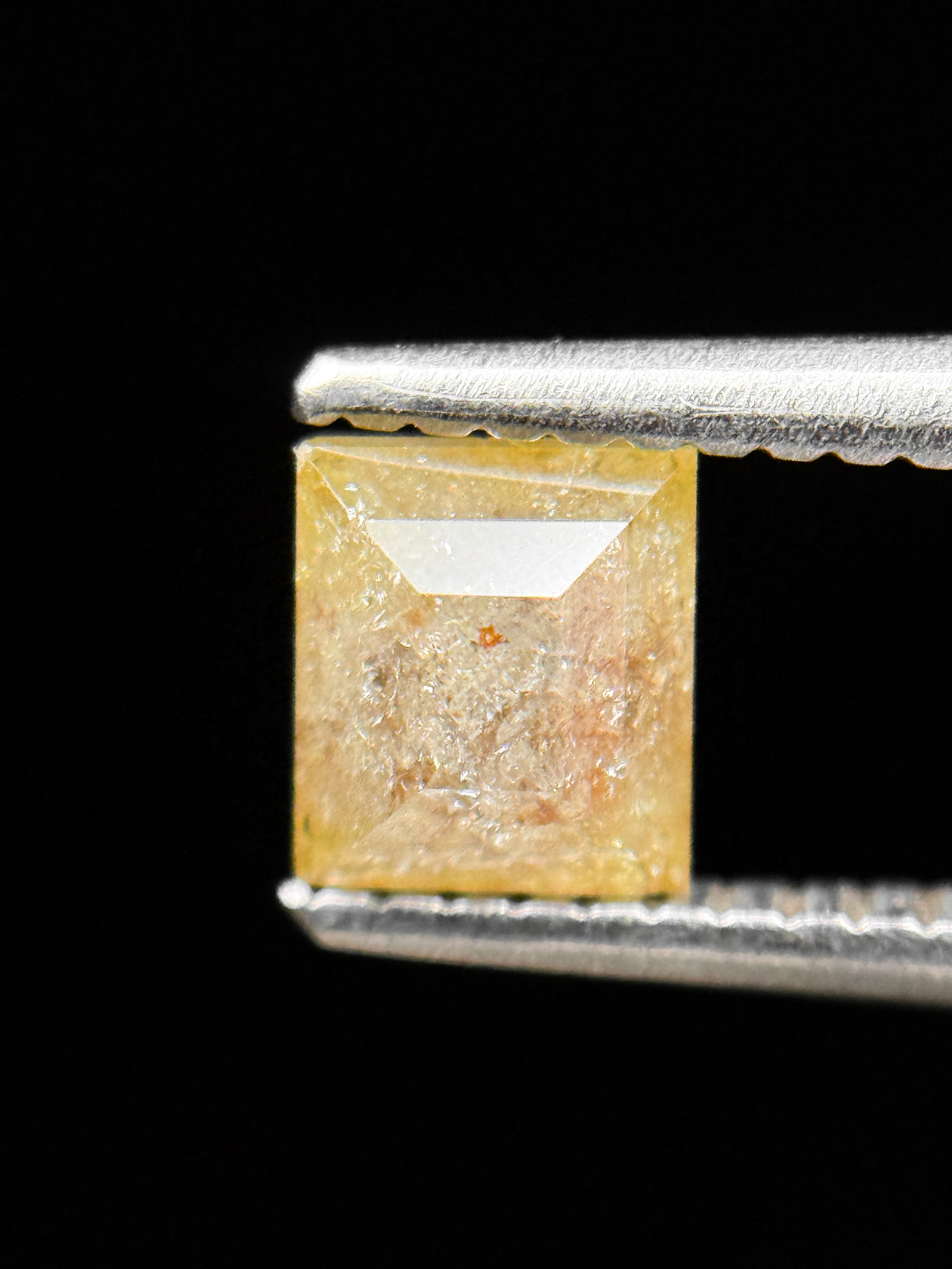 0.93 Ct Princess Rose Cut Yellow Natural Salt and Pepper Diamond