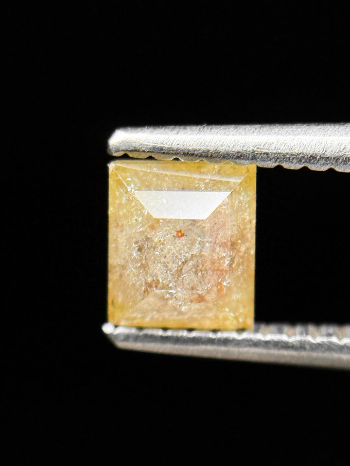 0.93 Ct Princess Rose Cut Yellow Natural Salt and Pepper Diamond