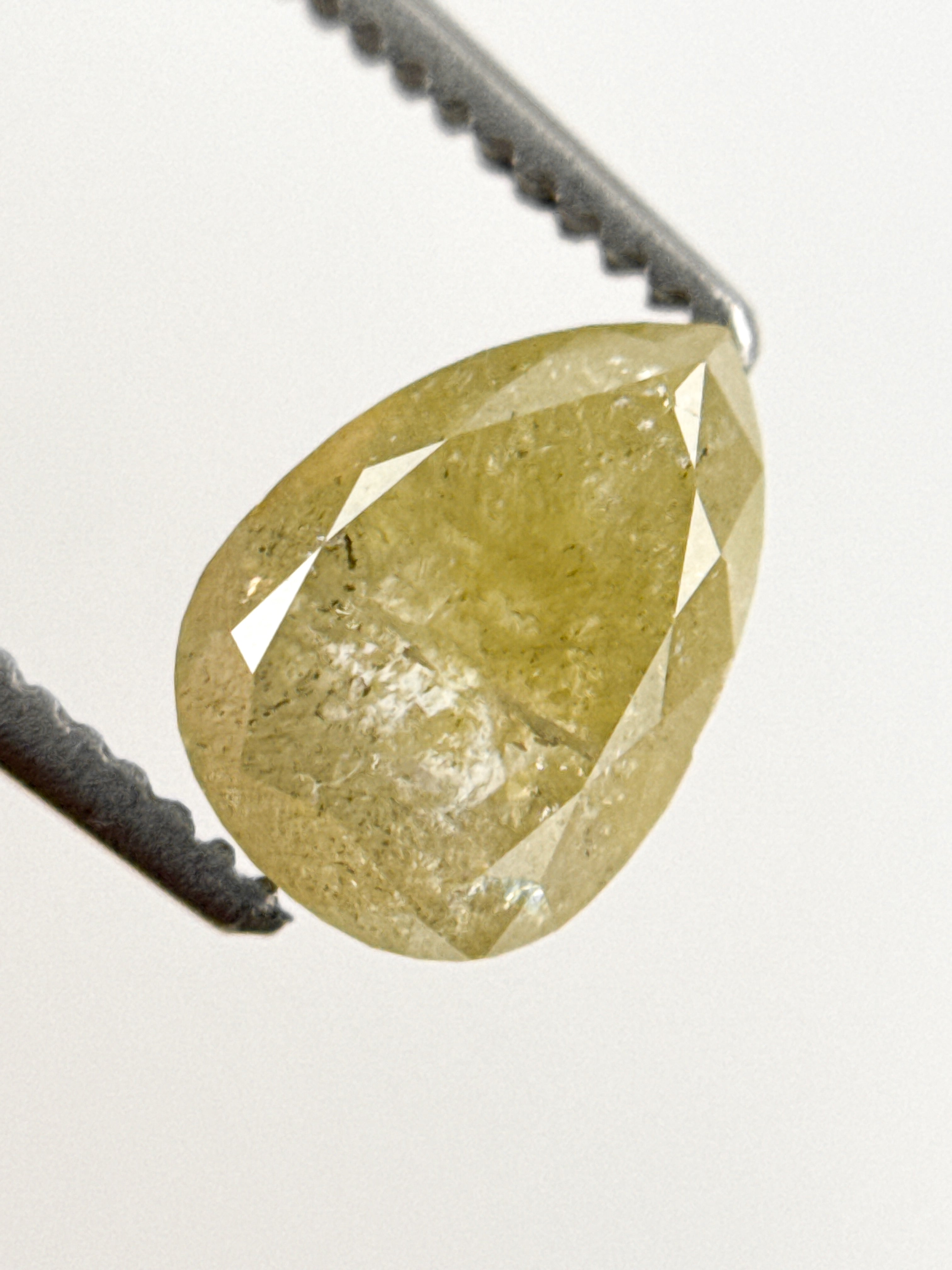 1.43 Ct Pear Rose Cut Yellow Natural Fancy Diamond