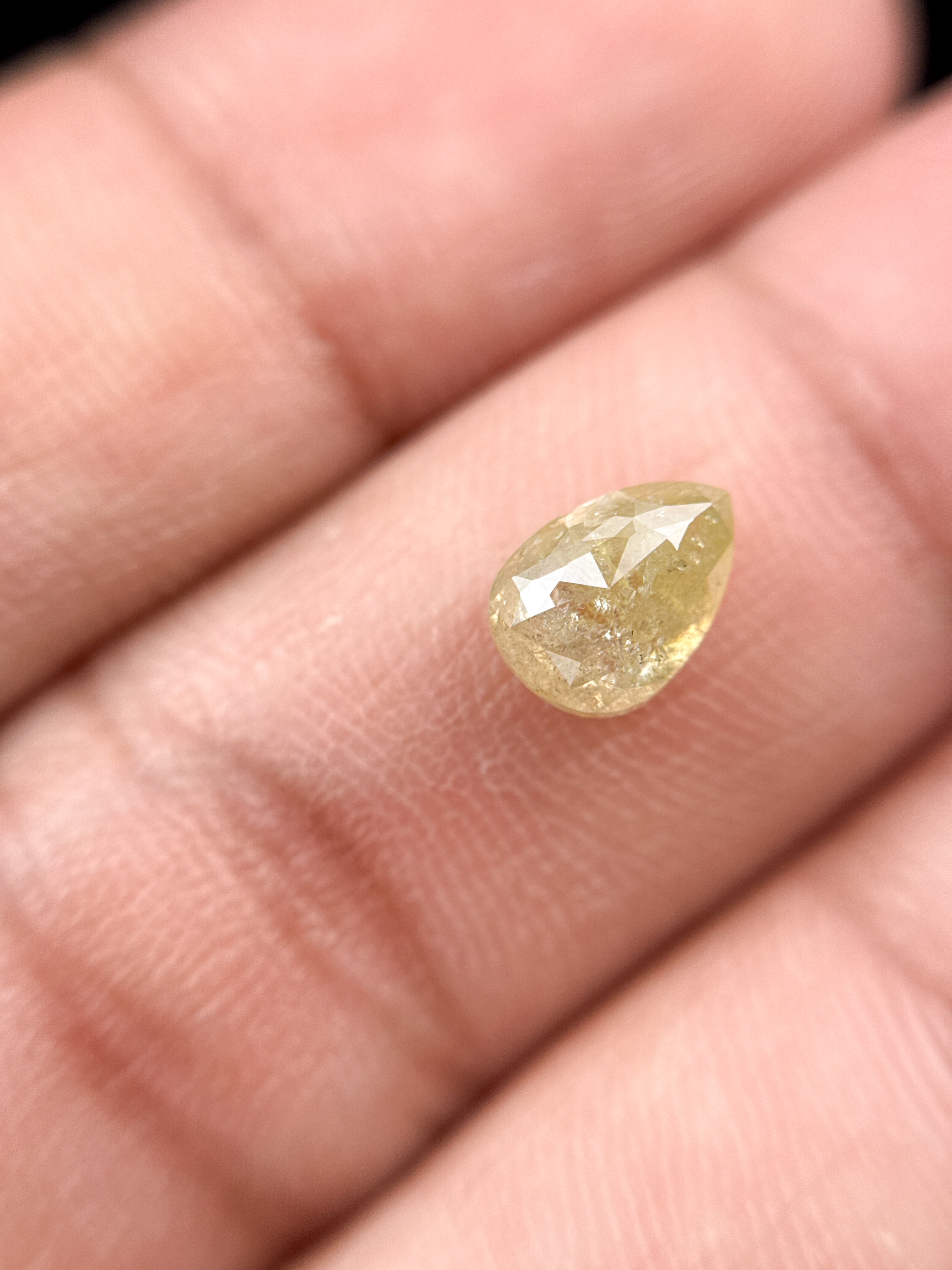 1.43 Ct Pear Rose Cut Yellow Natural Fancy Diamond