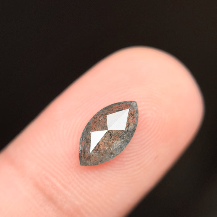 1.21 Ct Marquise Rose Cut Grey Natural Salt and Pepper Diamond