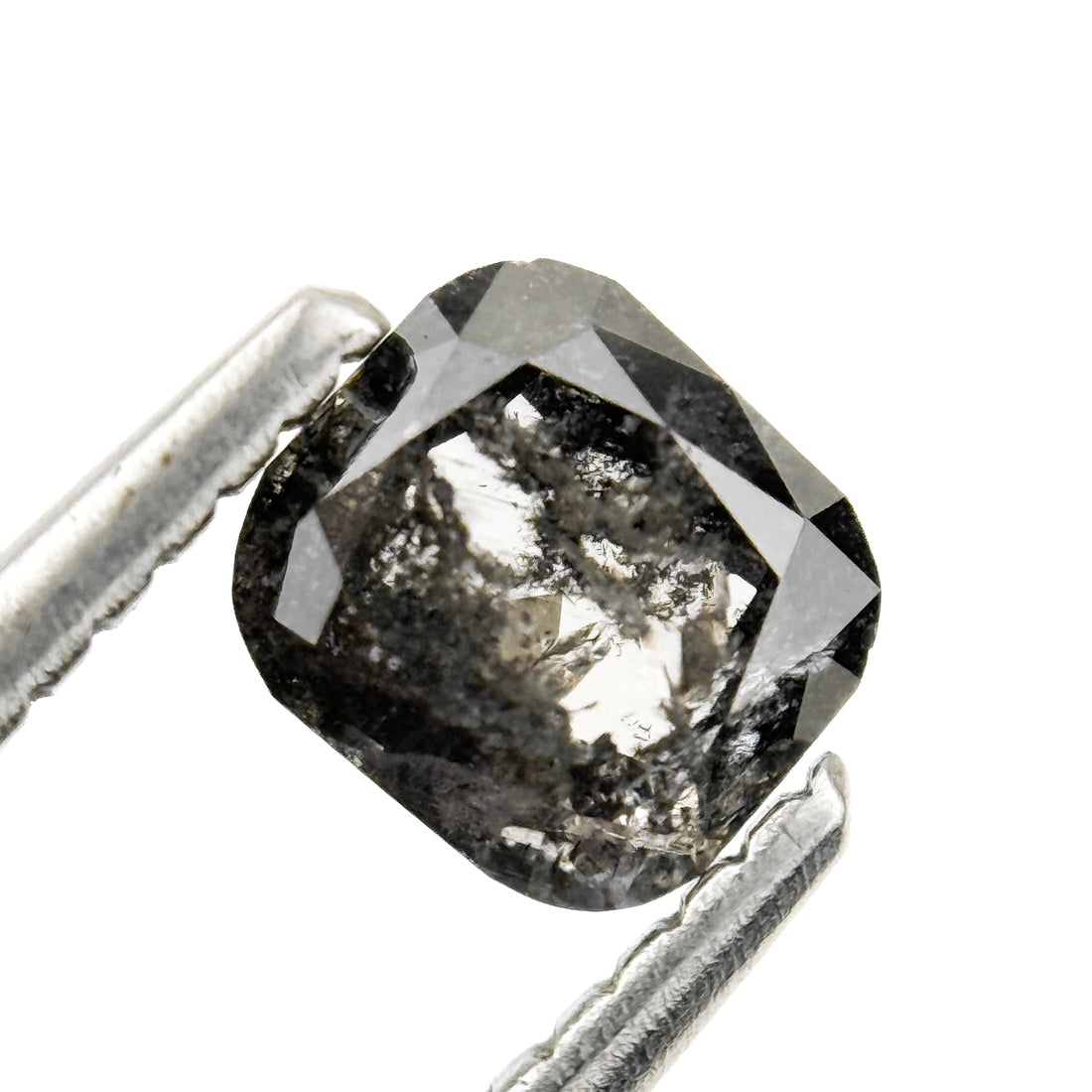 0.69 Ct Cushion Rose Cut Grey Natural Salt and Pepper Diamond